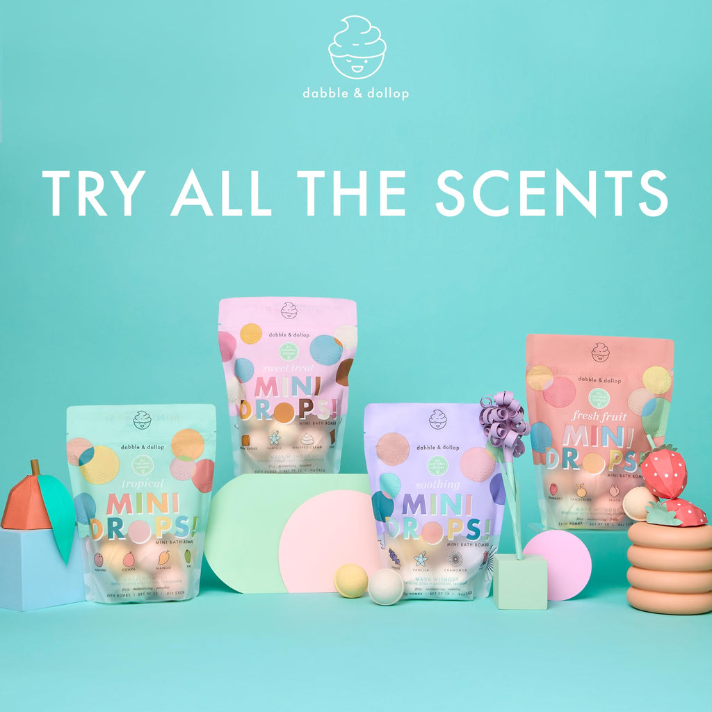 Dabble & Dollop Mini Bath Bombs – 24 Pack, Fresh Fruit Scents, Natural & Kid-Friendly