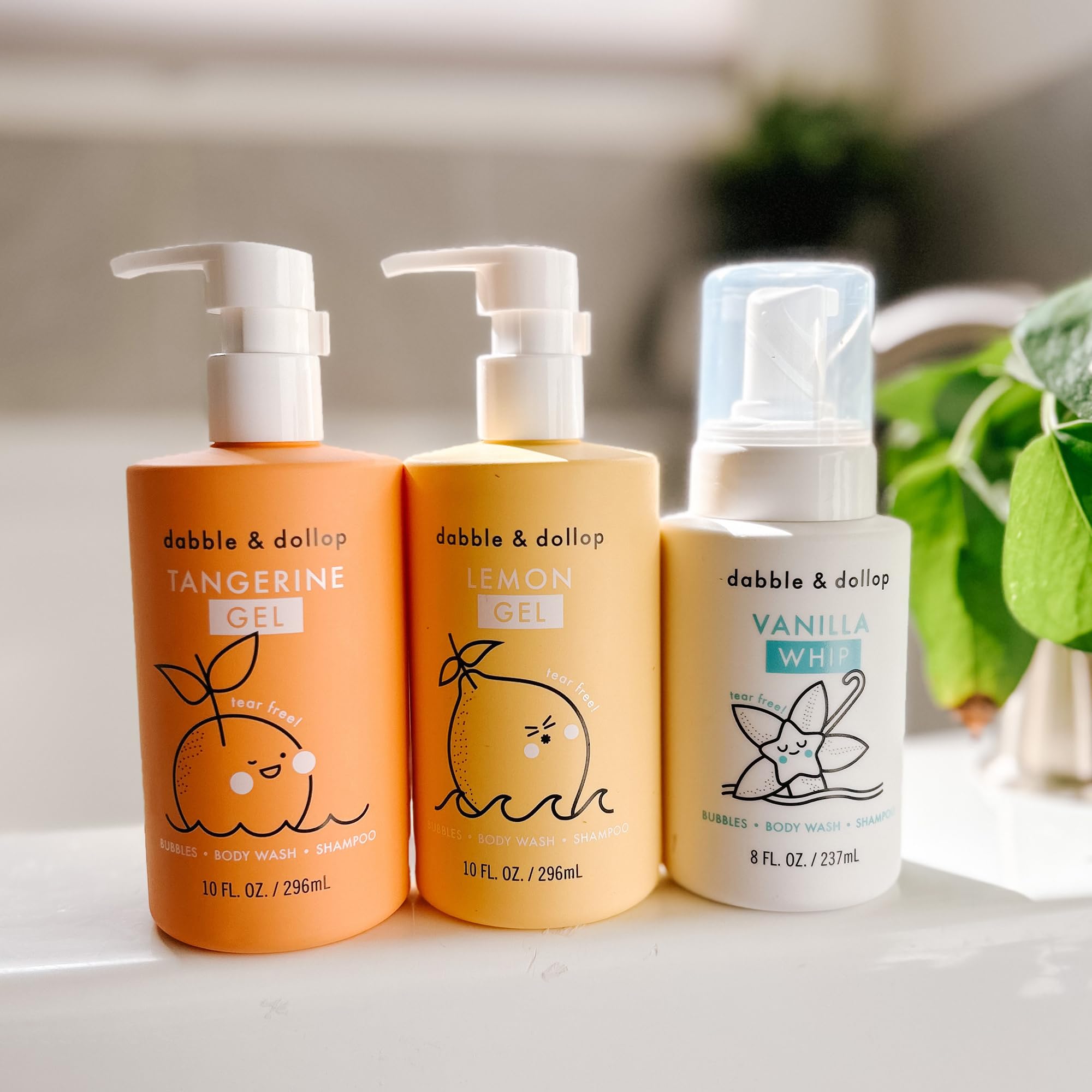 Dabble & Dollop Citrus Kiss Bundle | 3-in-1 Natural Bubble Bath, Body Wash & Shampoo for Kids