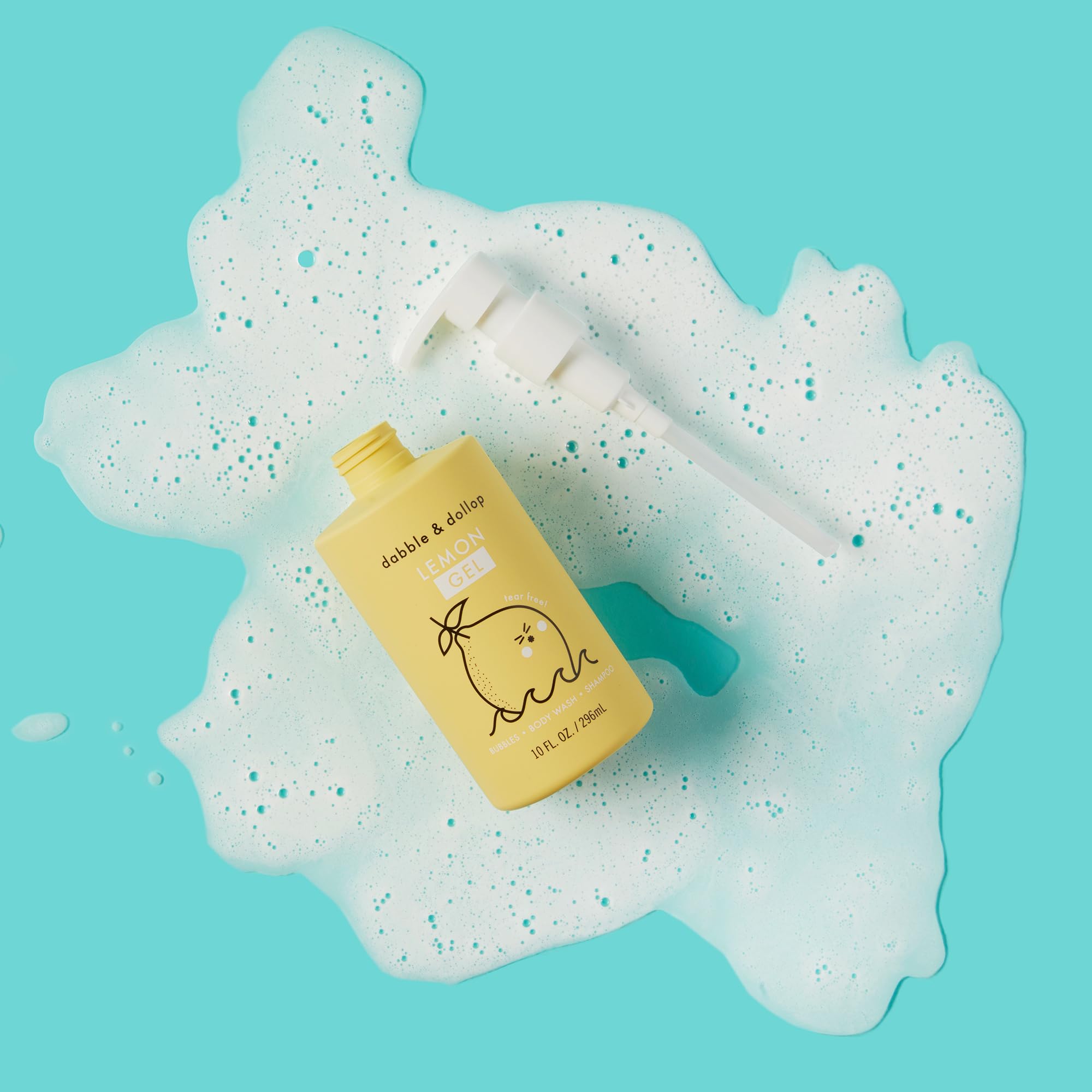 Dabble & Dollop Lemon Body Wash & Shampoo — 3-in-1 Kid’s Bath (10oz x2) | Tear-Free, Vegan