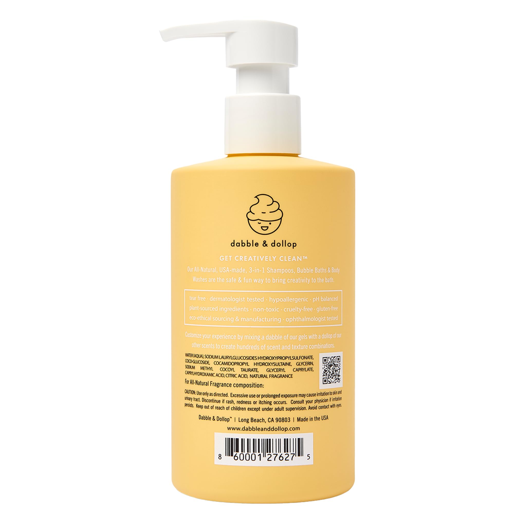Dabble & Dollop Lemon Body Wash & Shampoo — 3-in-1 Kid’s Bath (10oz x2) | Tear-Free, Vegan