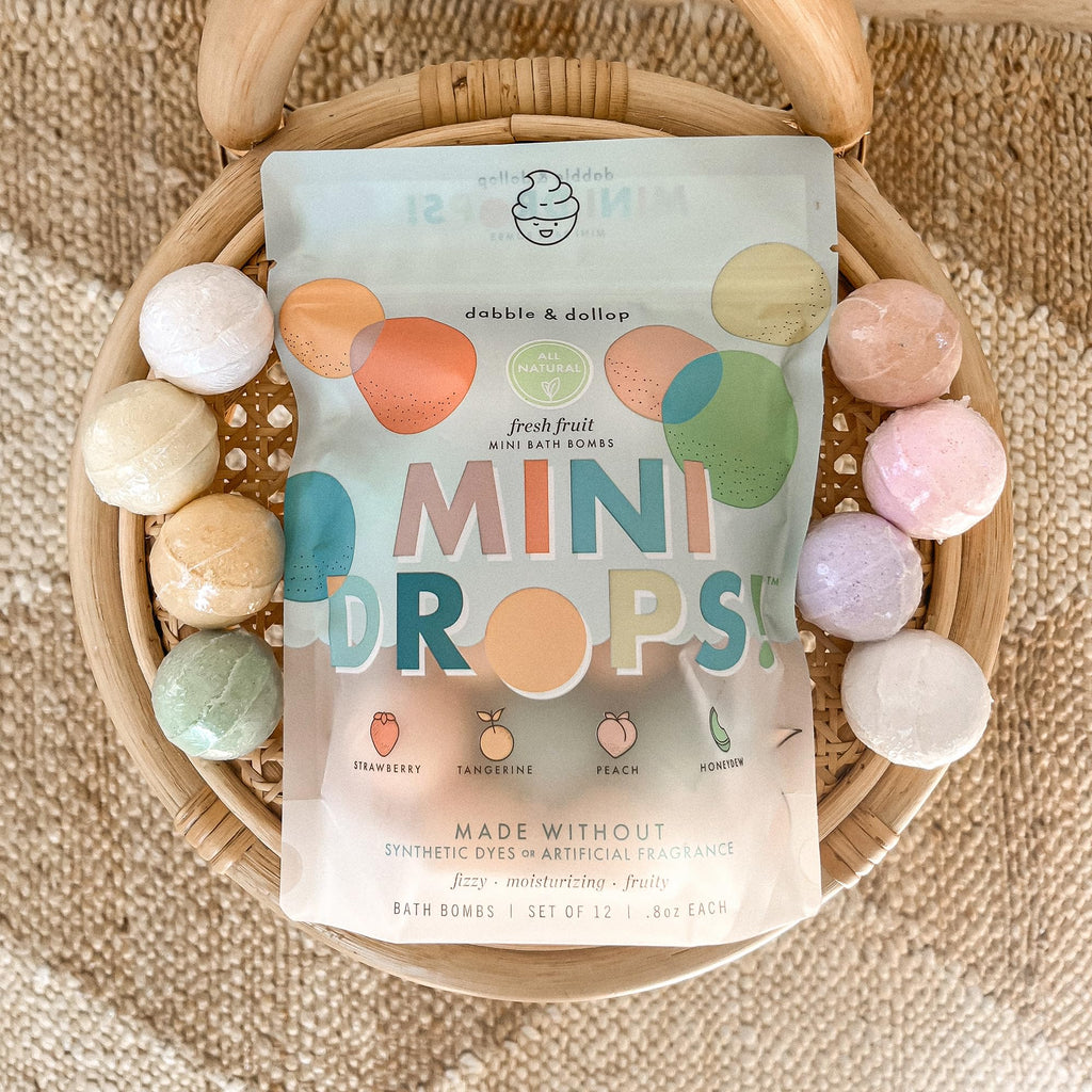 Dabble & Dollop Mini Bath Bombs – 24 Pack, Fresh Fruit Scents, Natural & Kid-Friendly