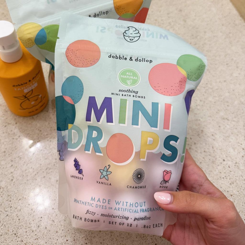 Dabble & Dollop Mini Bath Bombs for Kids – 24 Natural Drops, Soothing Scents, Vegan & Cruelty-Free