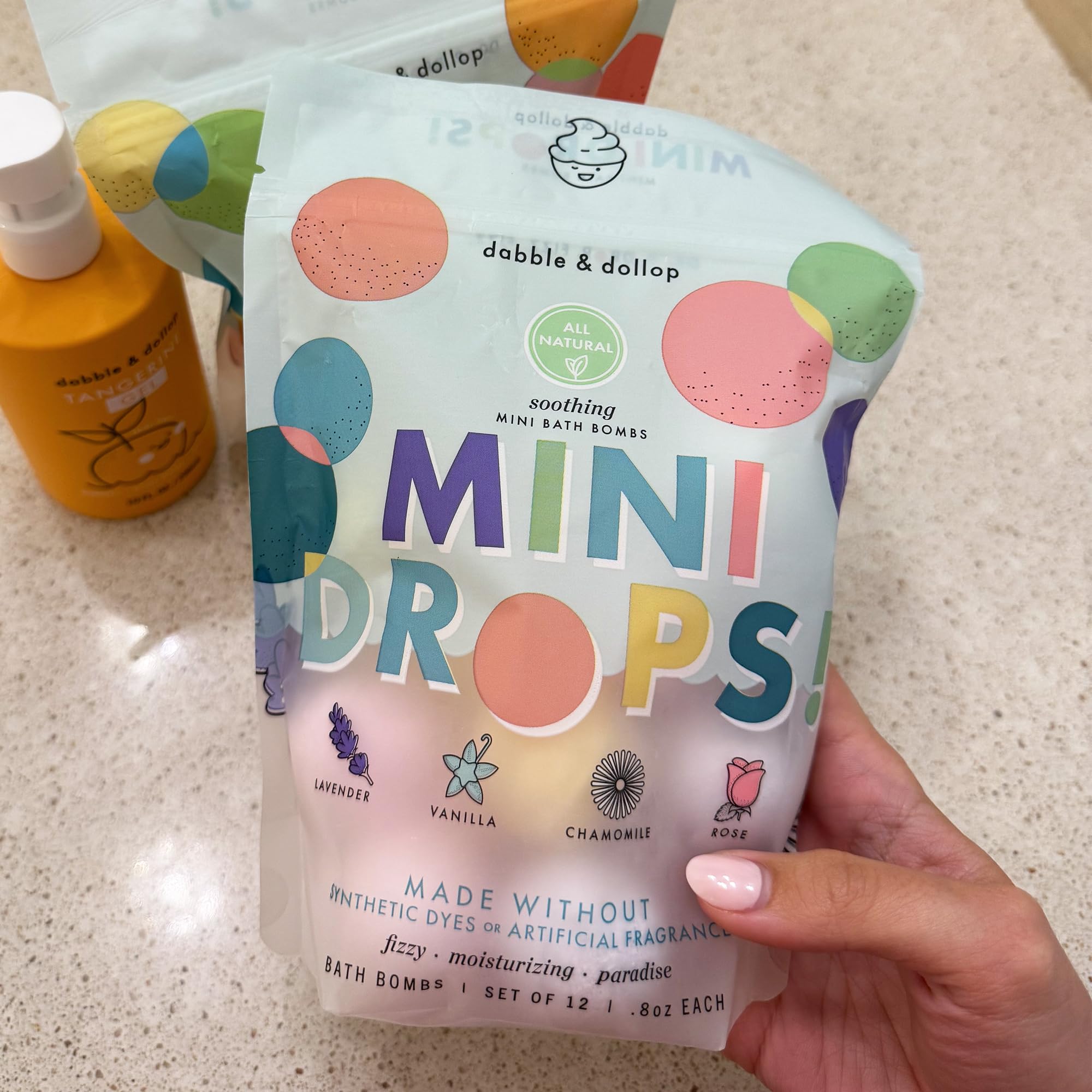 Dabble & Dollop Mini Bath Bombs for Kids – 24 Natural Drops, Soothing Scents, Vegan & Cruelty-Free