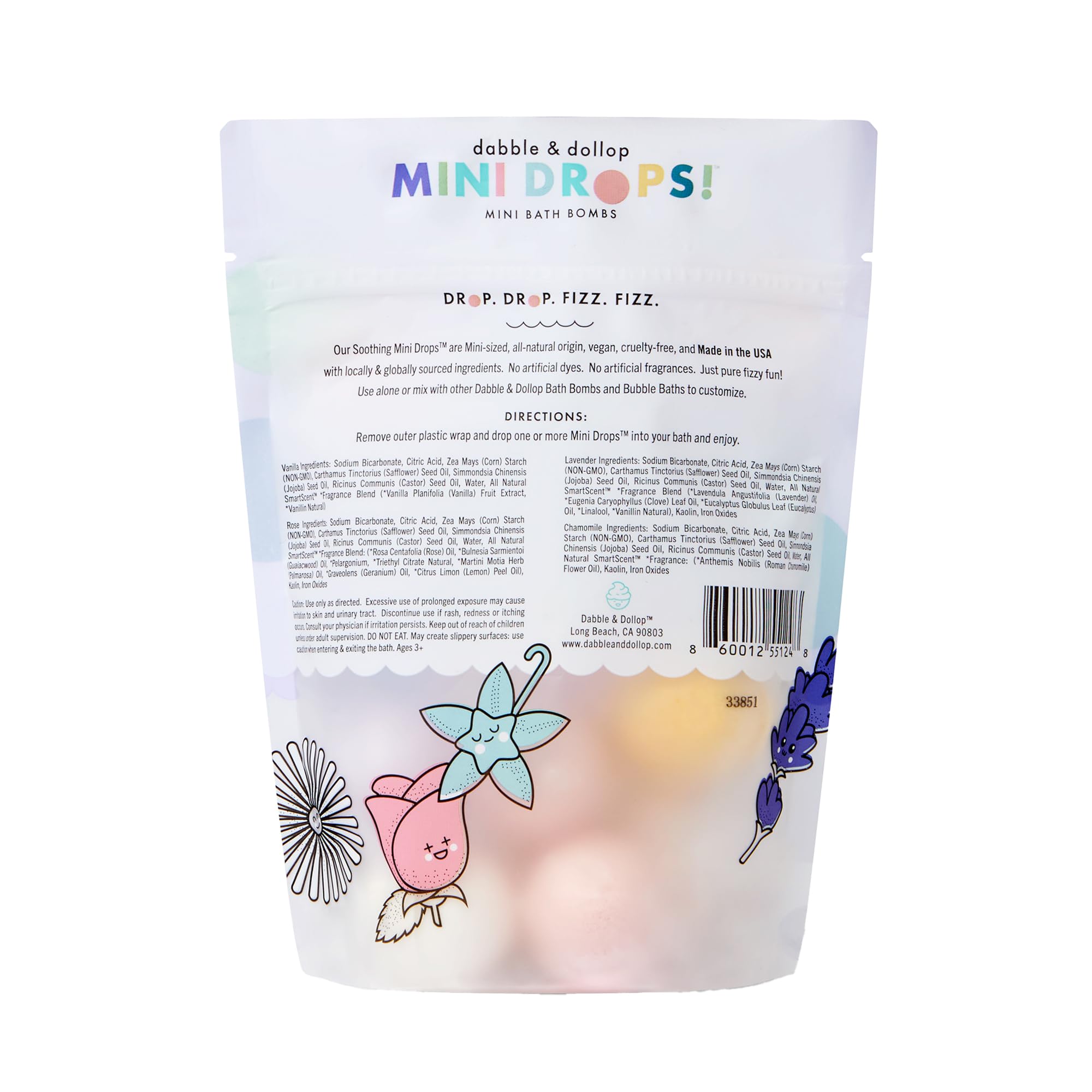 Dabble & Dollop Mini Bath Bombs for Kids – 24 Natural Drops, Soothing Scents, Vegan & Cruelty-Free