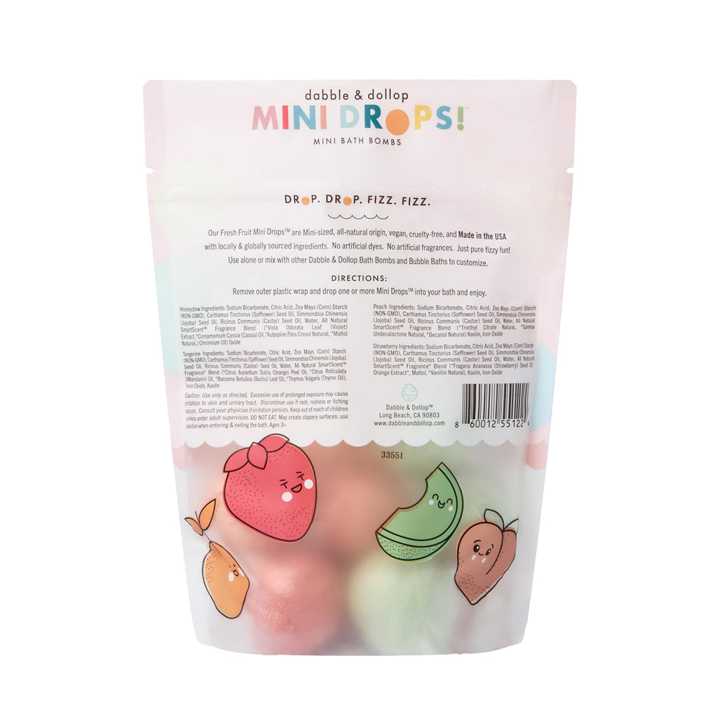 Dabble & Dollop Mini Bath Bombs – 24 Pack, Fresh Fruit Scents, Natural & Kid-Friendly
