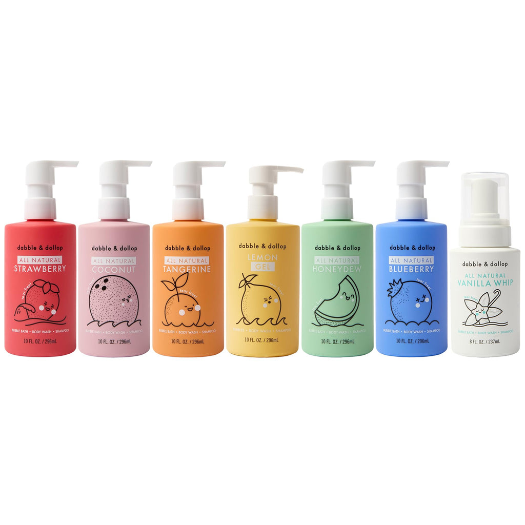 Rainbow of Bubbles – Natural 4-in-1 Bath Set for Kids by Dabble & Dollop (7-Pack)