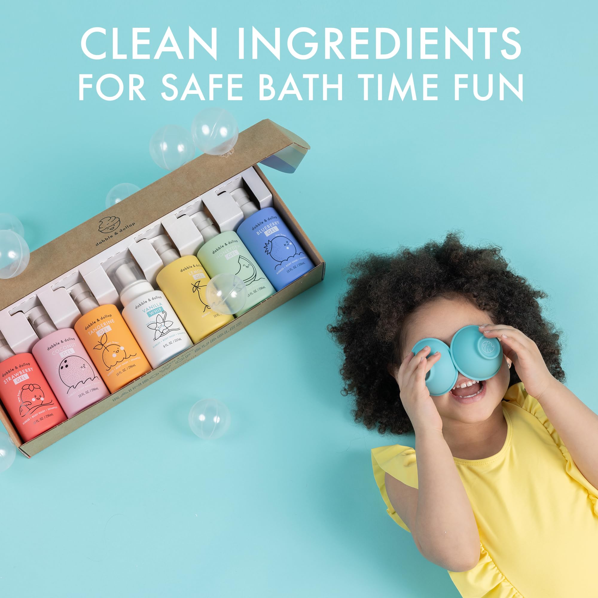 Rainbow of Bubbles – Natural 4-in-1 Bath Set for Kids by Dabble & Dollop (7-Pack)