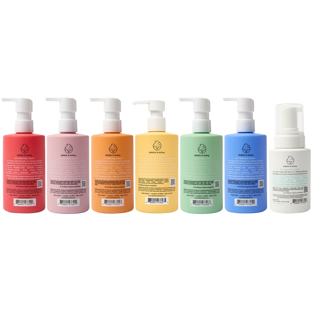 Rainbow of Bubbles – Natural 4-in-1 Bath Set for Kids by Dabble & Dollop (7-Pack)