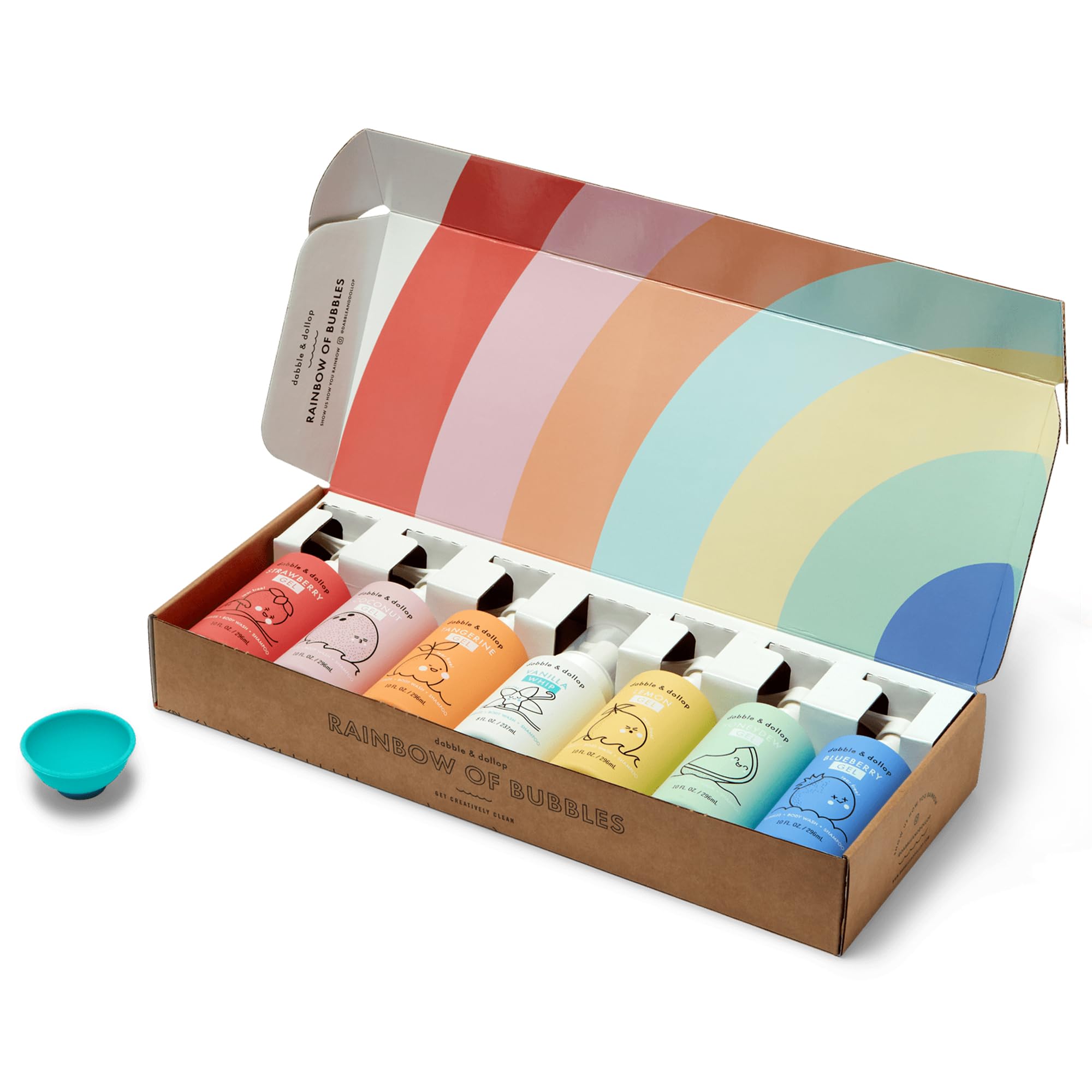 Rainbow of Bubbles – Natural 4-in-1 Bath Set for Kids by Dabble & Dollop (7-Pack)