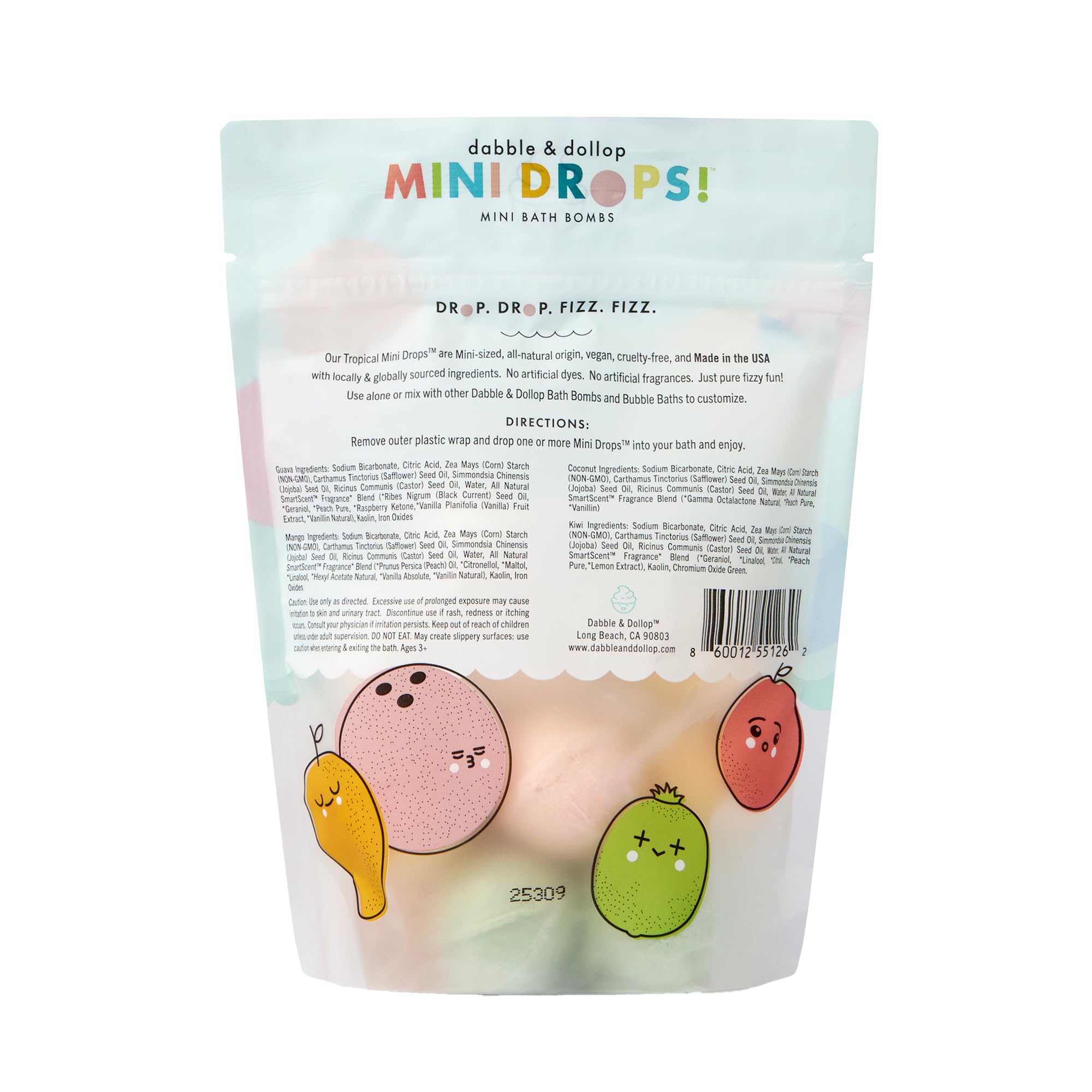 Dabble & Dollop Mini Bath Bombs – 24 Tropical Droplets for Kids, 100% Natural, Vegan & Cruelty-Free