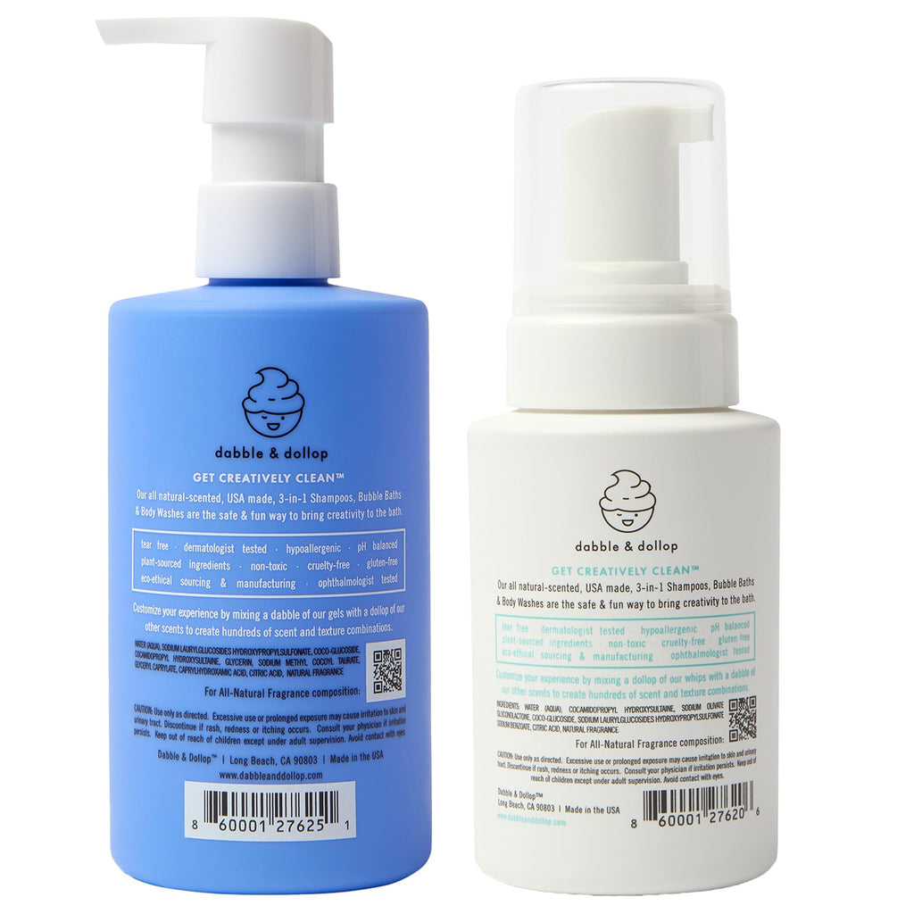 Dabble & Dollop Blueberry + Vanilla 3-in-1 Body Wash & Shampoo for Kids – Tear-Free, Vegan, Gluten-Free (2-Pack)