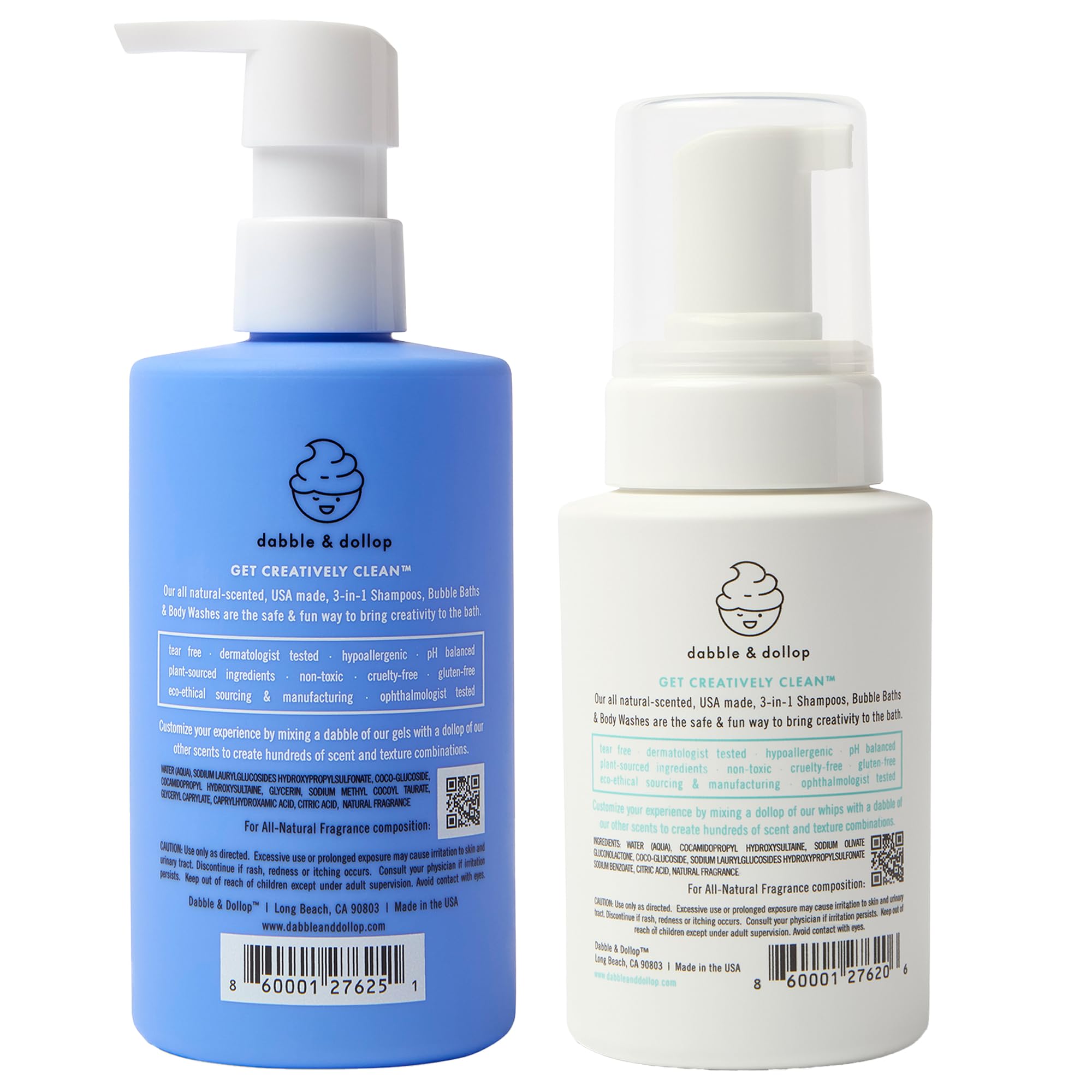Dabble & Dollop Blueberry + Vanilla 3-in-1 Body Wash & Shampoo for Kids – Tear-Free, Vegan, Gluten-Free (2-Pack)