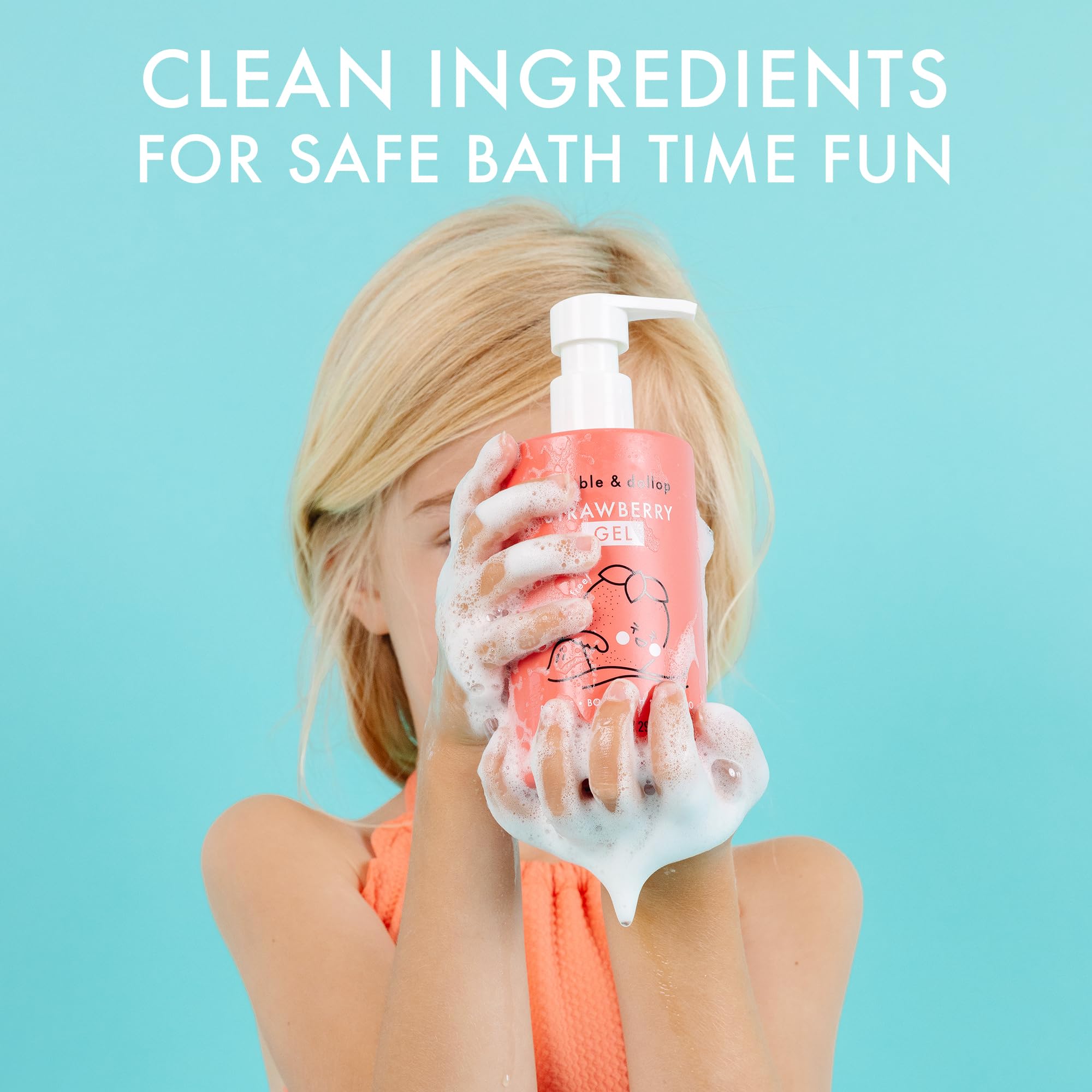 Dabble & Dollop All Natural Strawberry 3-in-1 Kids Bath: Tear-Free, Gentle, Vegan (10 oz x 2)