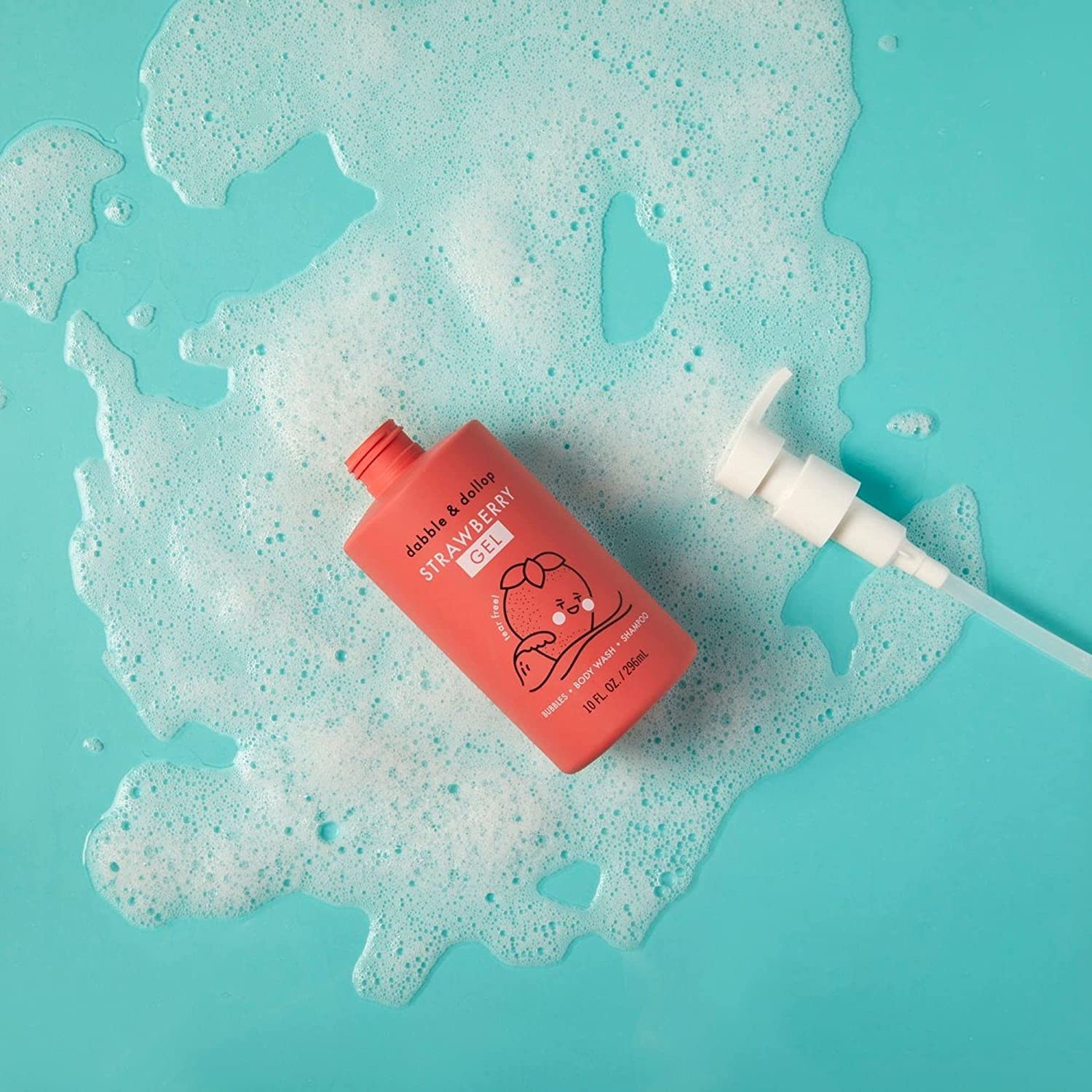 Dabble & Dollop All Natural Strawberry 3-in-1 Kids Bath: Tear-Free, Gentle, Vegan (10 oz x 2)