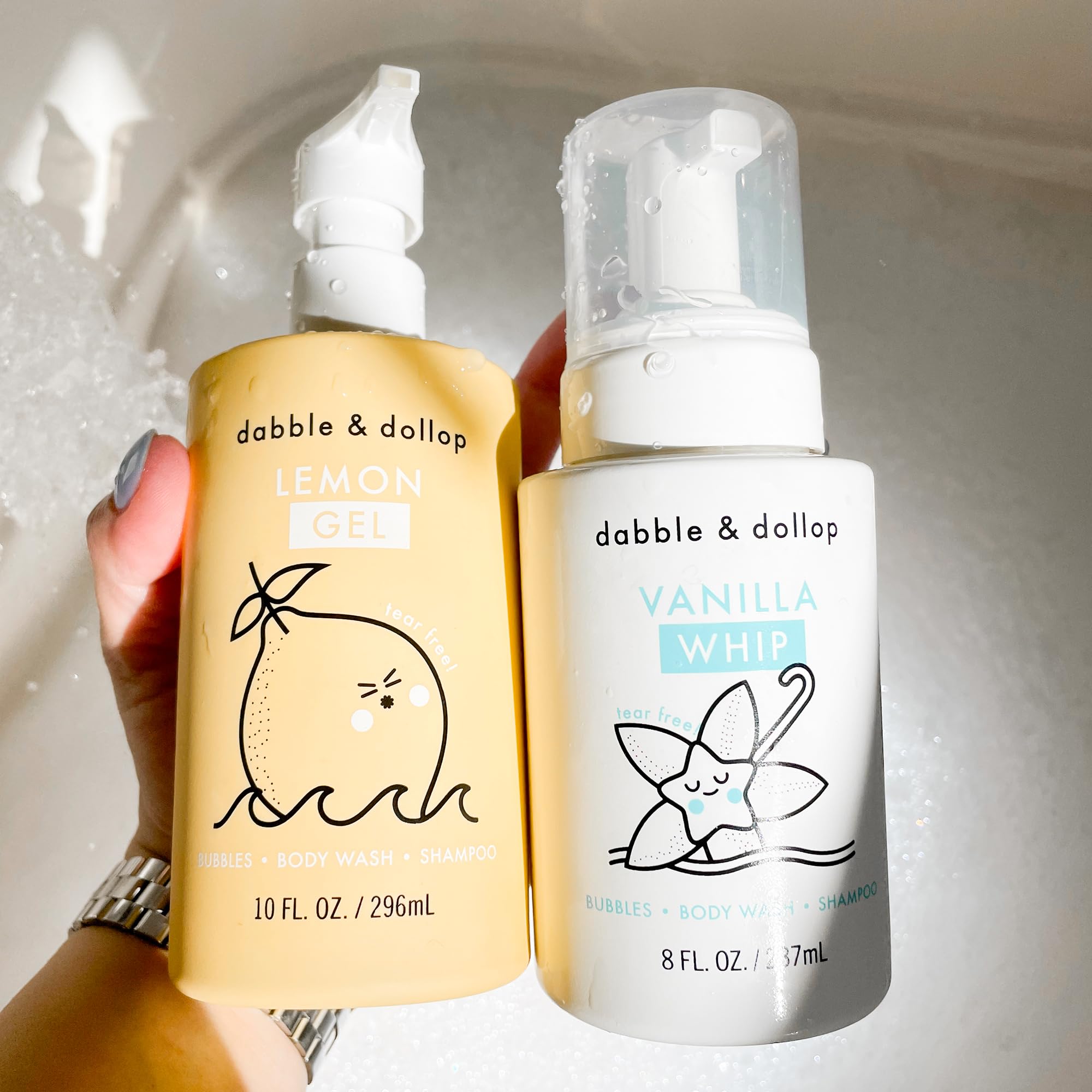 Dabble and Dollop Lemon + Vanilla 3-in-1 Bath Wash for Kids – Tear-Free, Plant-Based, 2-Pack