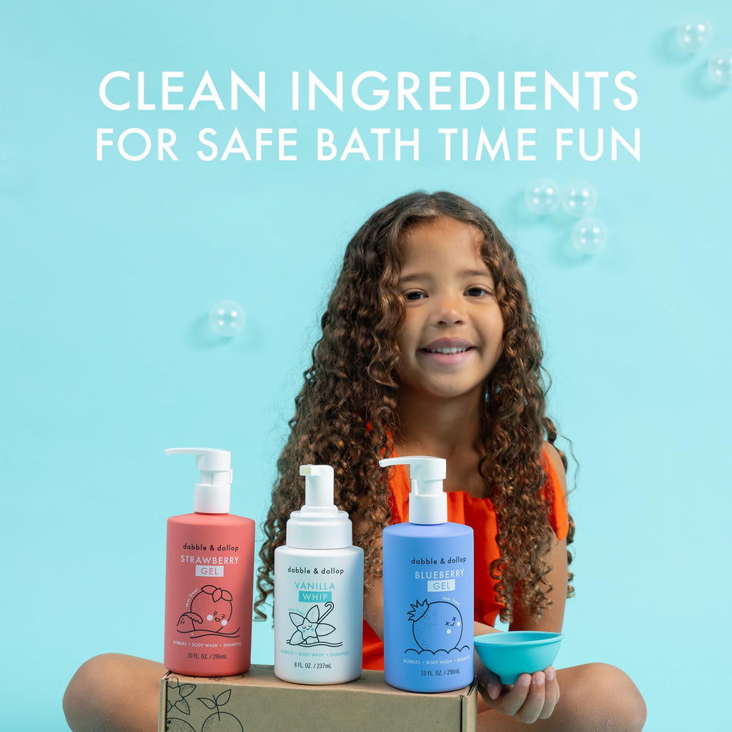 Dabble & Dollop USA Bundle – 3-in-1 Kids Bath, Body Wash & Shampoo