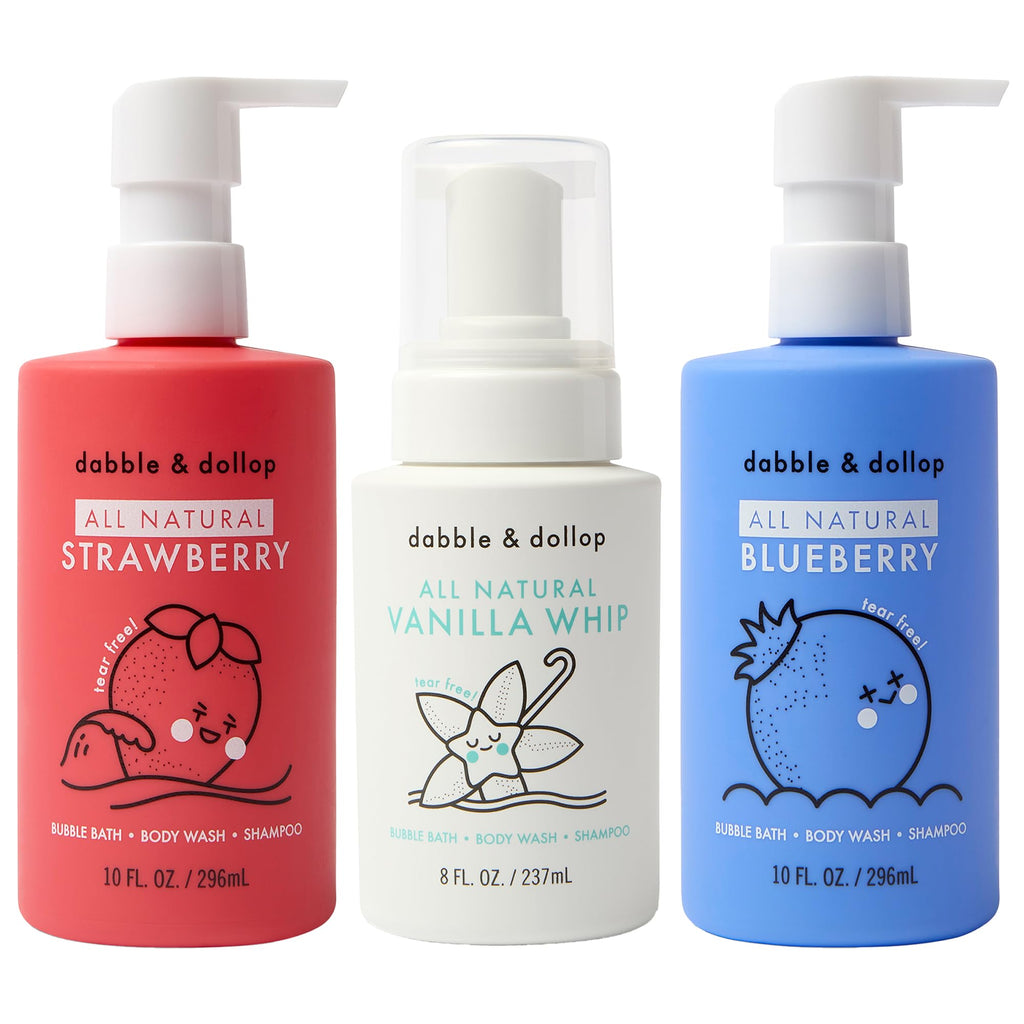 Dabble & Dollop USA Bundle – 3-in-1 Kids Bath, Body Wash & Shampoo