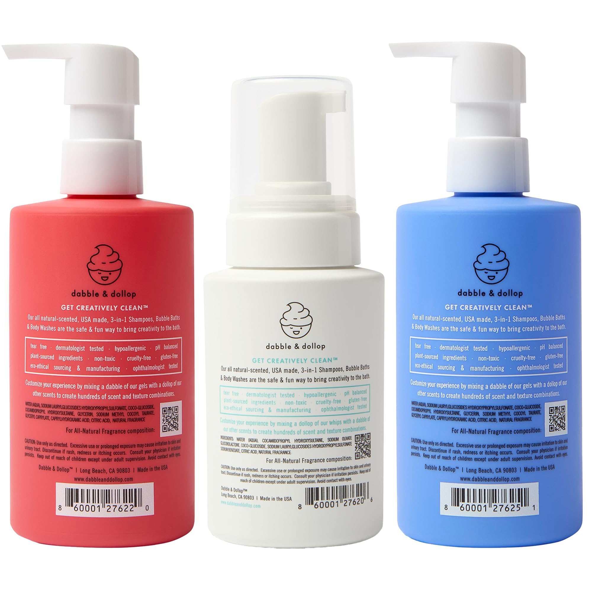 Dabble & Dollop USA Bundle – 3-in-1 Kids Bath, Body Wash & Shampoo