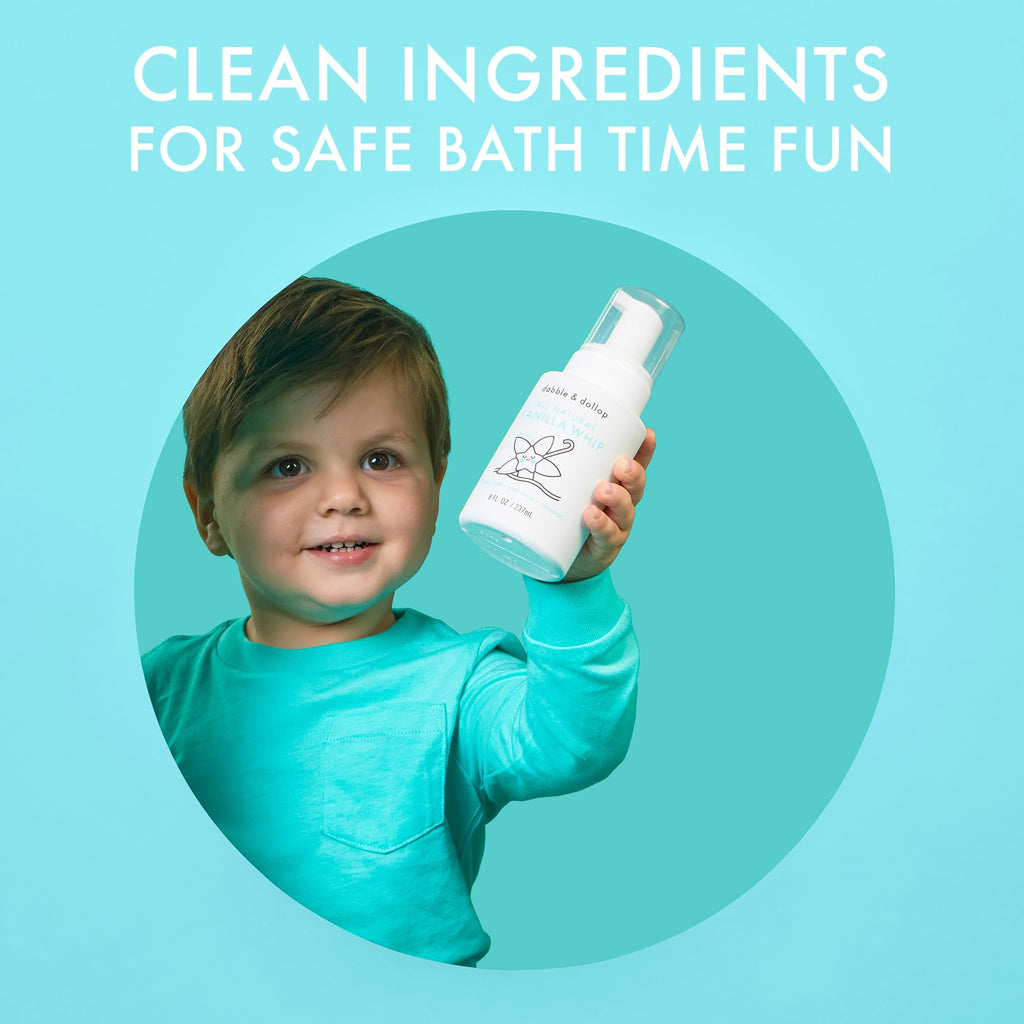 Dabble & Dollop All Natural Vanilla Whip 3-in-1 Bath Wash for Kids – Tear-Free, Vegan, Hypoallergenic (8 oz x 2)