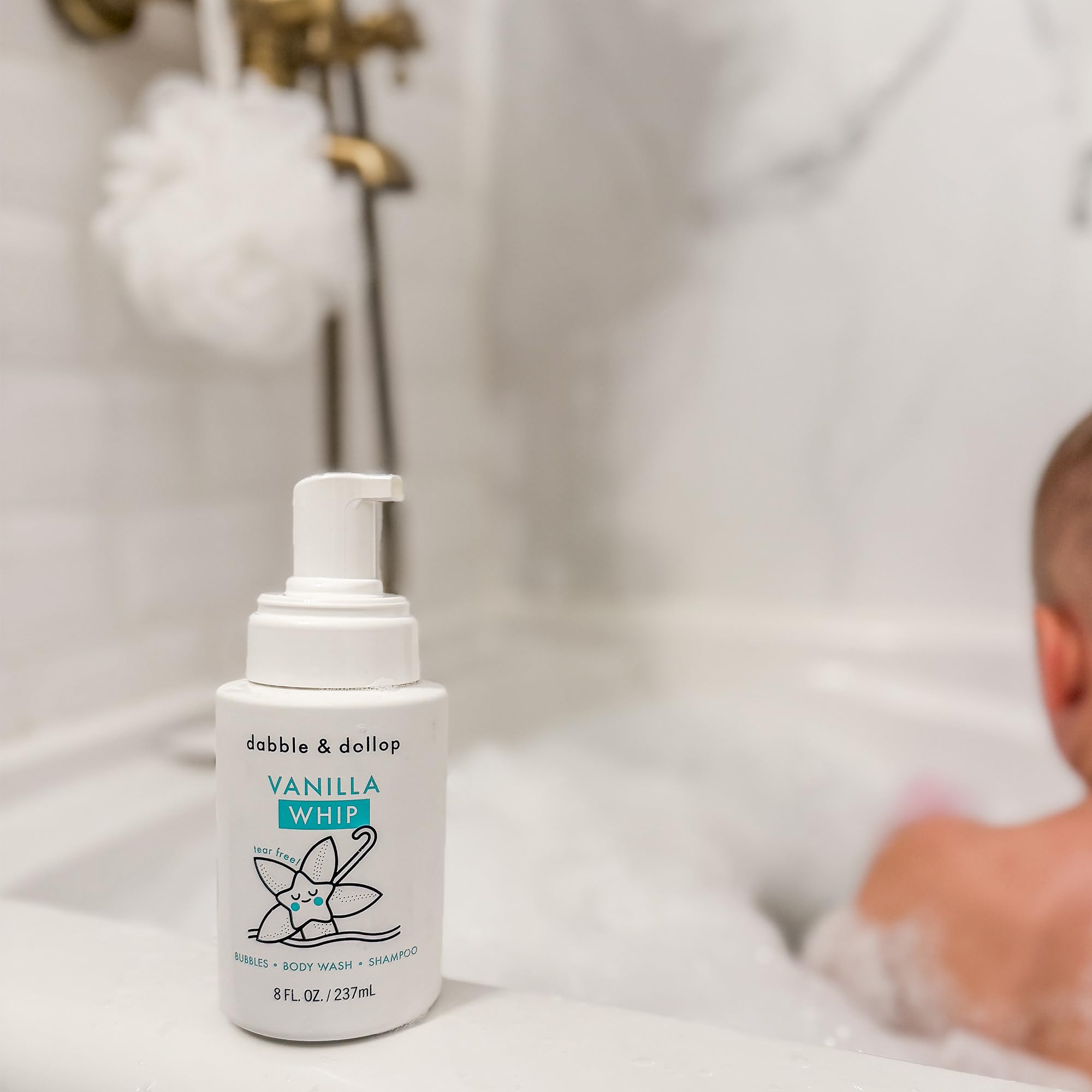 Dabble & Dollop All Natural Vanilla Whip 3-in-1 Bath Wash for Kids – Tear-Free, Vegan, Hypoallergenic (8 oz x 2)