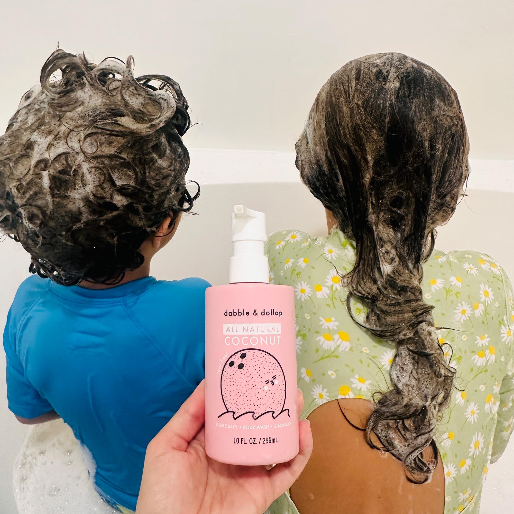 Dabble & Dollop Coconut Body Wash & Shampoo – 3-in-1 Kids’ Bubble Bath | Paraben-Free & Sulfate-Free | Vegan, Gluten-Free, Tear-Free | 10oz Pack of 2