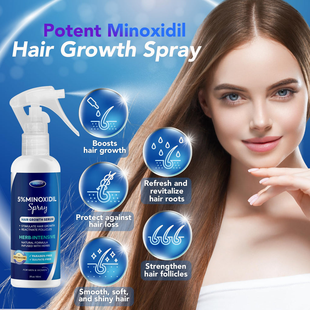 DABIDA 5% Minoxidil Hair Regrowth Spray – For Women & Men, 60ml