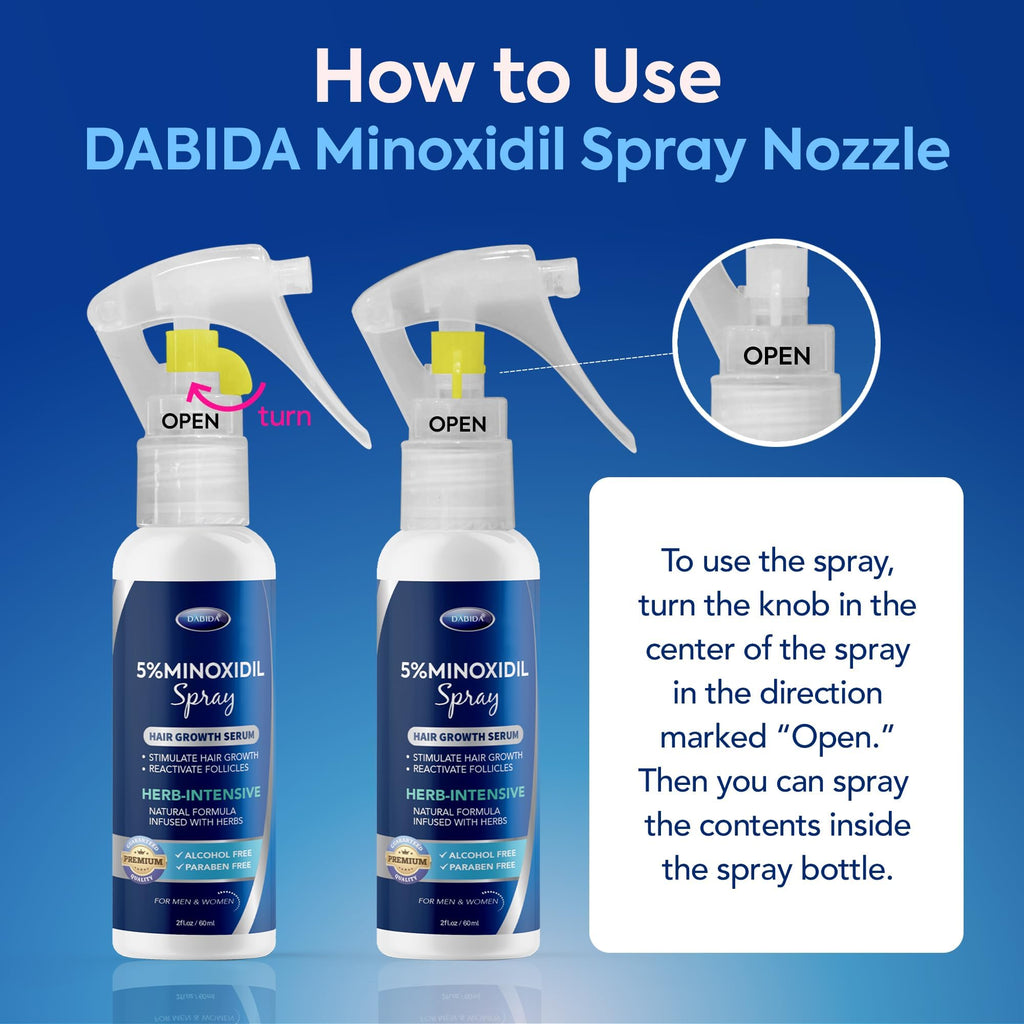 DABIDA 5% Minoxidil Hair Regrowth Spray – For Women & Men, 60ml