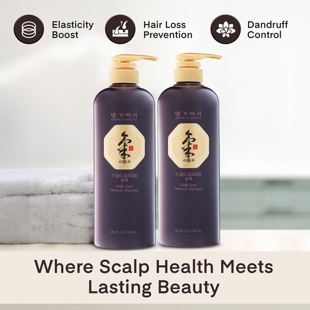 Daeng Gi Meo Ri Ki Gold Premium Shampoo 2 Set – Elastic Hair, Dandruff Control, 780ml