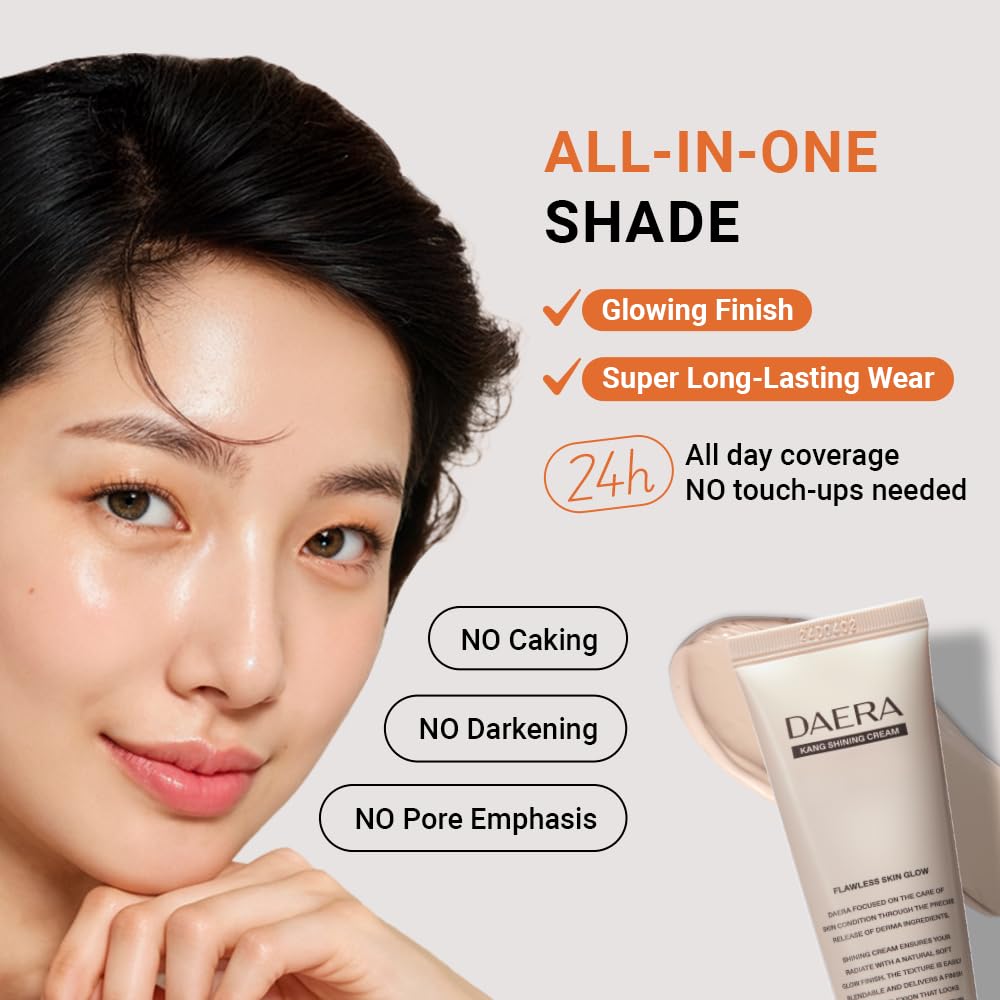 DAERA Kang Shining Korean BB Tinted Moisturizer Cream Neutral 1 Color Self-Adjusting Lightweight Buildable Coverage