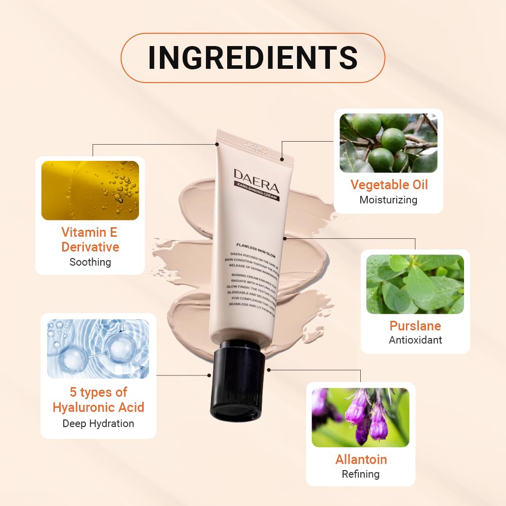 DAERA Kang Shining Korean BB Tinted Moisturizer Cream Neutral 1 Color Self-Adjusting Lightweight Buildable Coverage