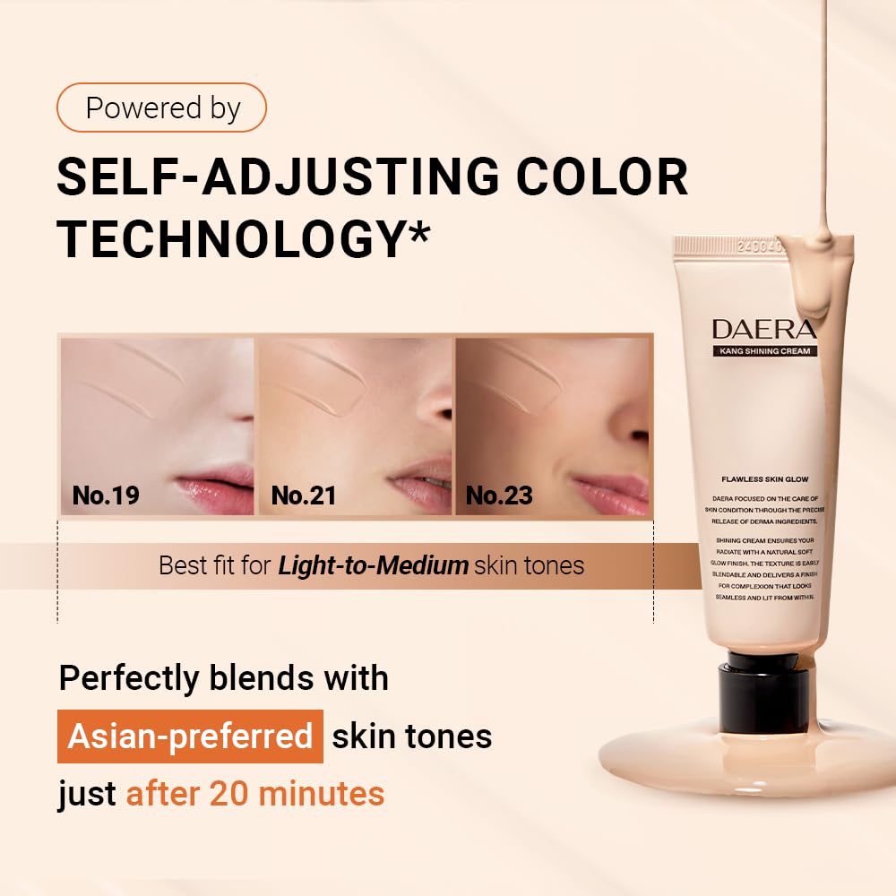 DAERA Kang Shining Korean BB Tinted Moisturizer Cream Neutral 1 Color Self-Adjusting Lightweight Buildable Coverage