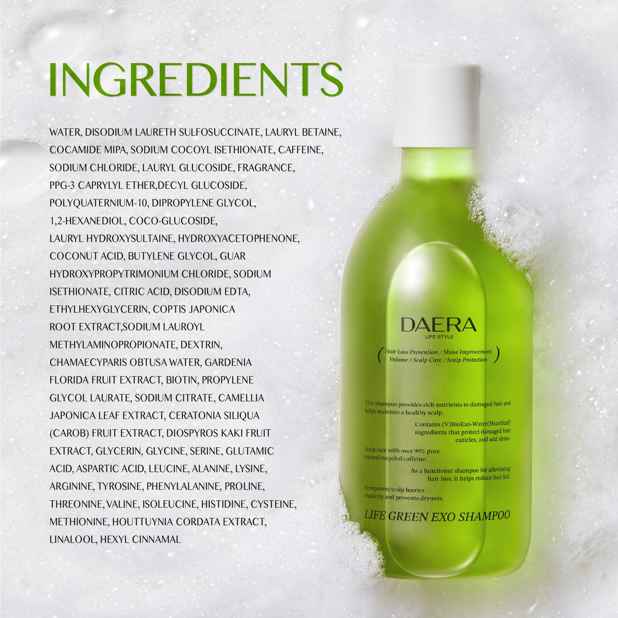 DAERA Life Green Exo Shampoo – Thinning Hair Thickening, 10.24 fl oz
