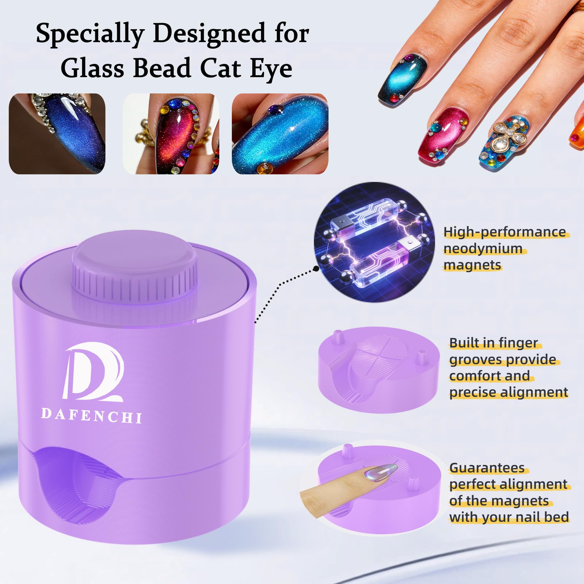 DAFENCHI Glass Bead Nail Magnet Spinner – Cat Eye Gel Polish Tool for Salon-Quality Nail Art