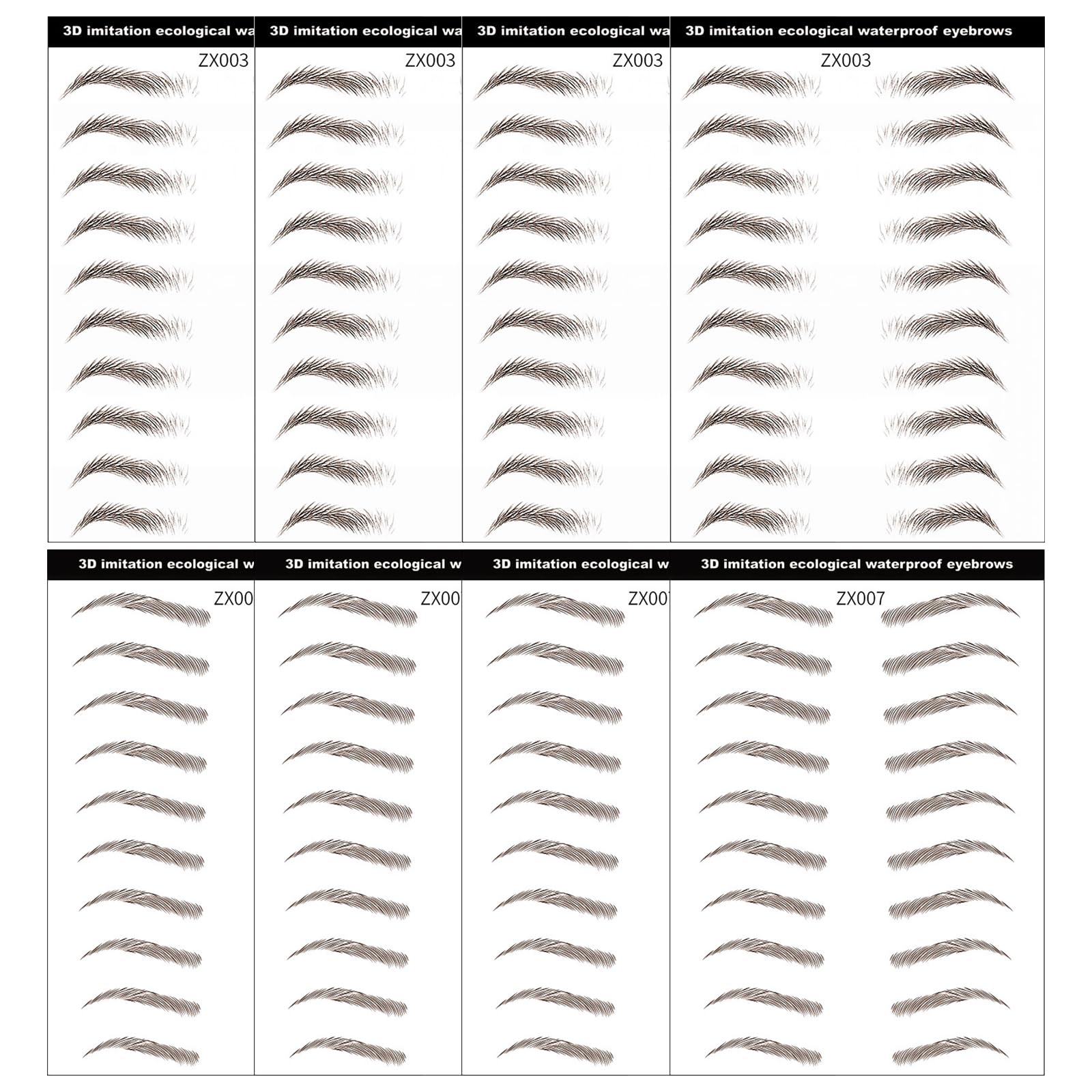 DAGEDA Brown 4D Eyebrow Transfers - Waterproof Long-Lasting Stickers (Set B)
