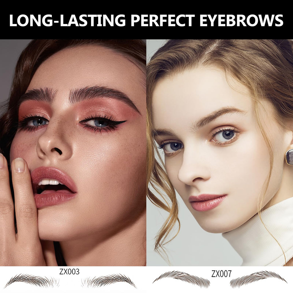 DAGEDA Brown 4D Eyebrow Transfers - Waterproof Long-Lasting Stickers (Set B)