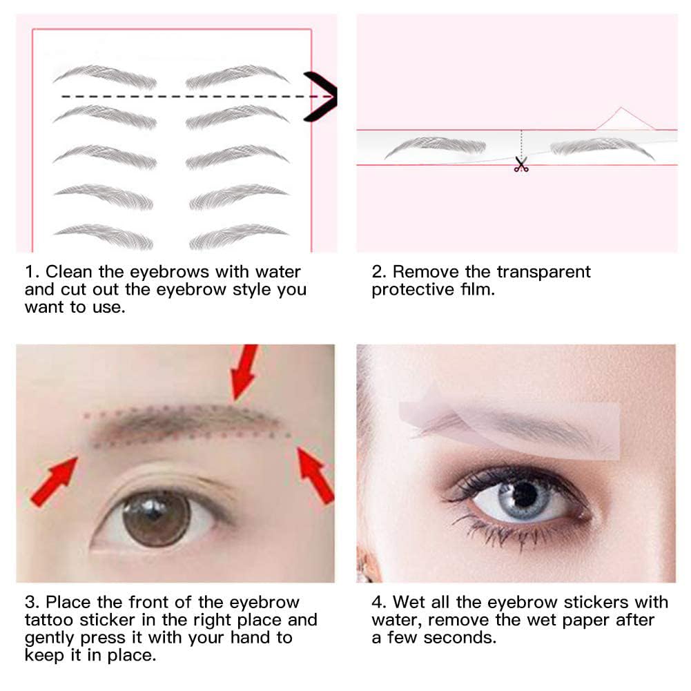 DAGEDA Brown 4D Eyebrow Transfers - Waterproof Long-Lasting Stickers (Set B)