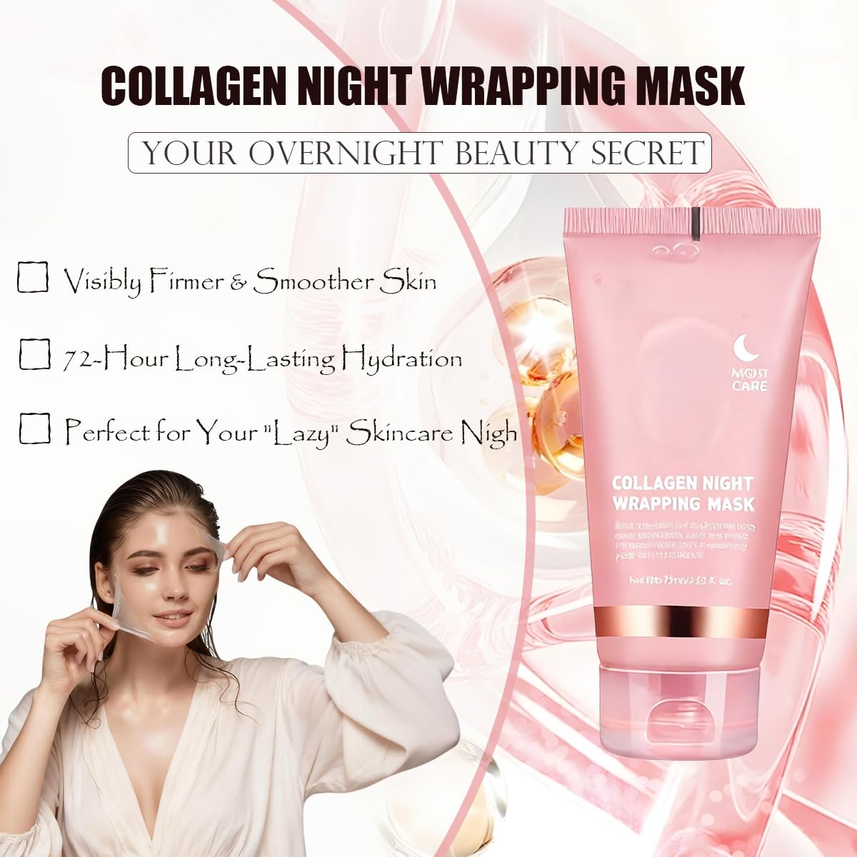 DaiLaiFu Collagen Night Wrap Mask (2.54 fl oz) – Peel-Off Overnight Nourishment, Hydration & Firming