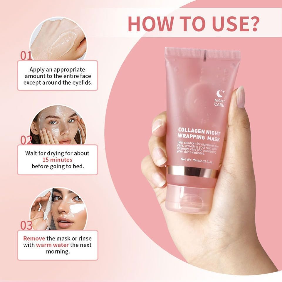 DaiLaiFu Collagen Night Wrap Mask (2.54 fl oz) – Peel-Off Overnight Nourishment, Hydration & Firming