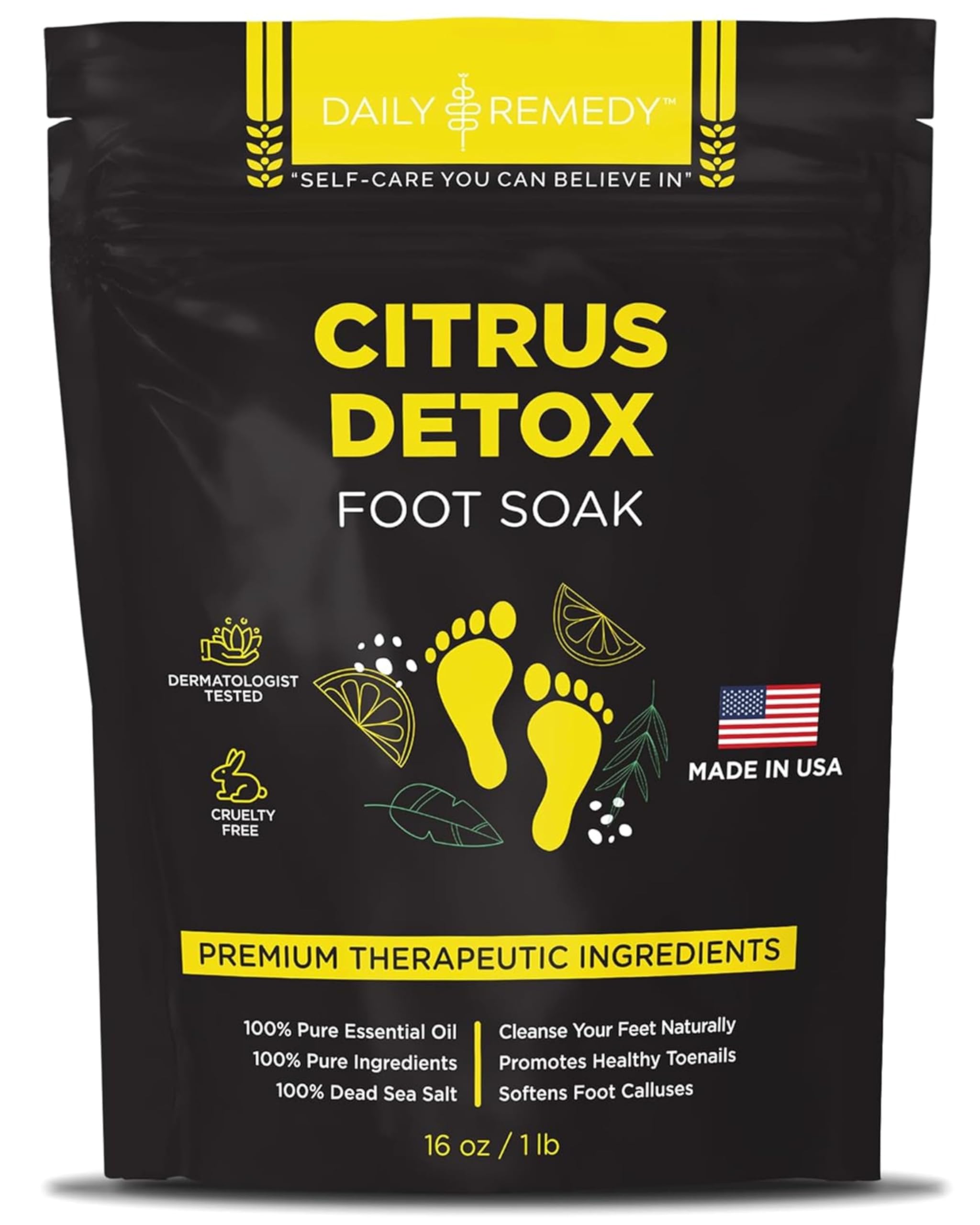 Daily Remedy Citrus Detox Foot Soak with Epsom Salt | Foot Care Pedicure | Made in USA