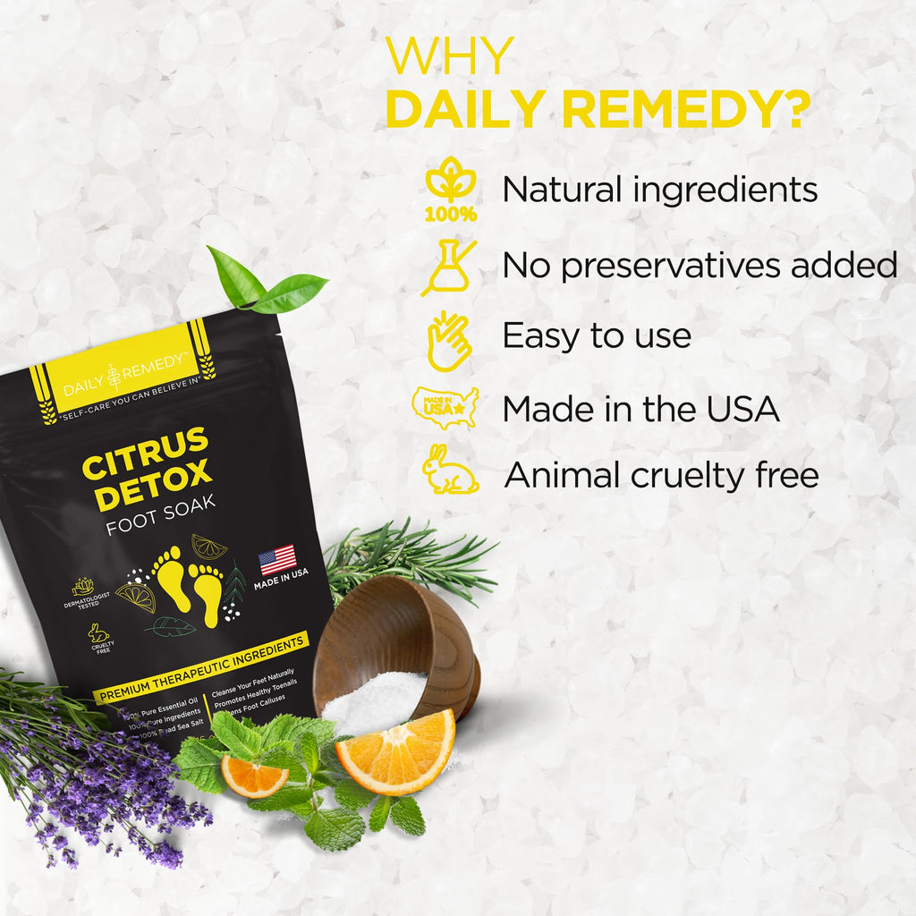 Daily Remedy Citrus Detox Foot Soak with Epsom Salt | Foot Care Pedicure | Made in USA