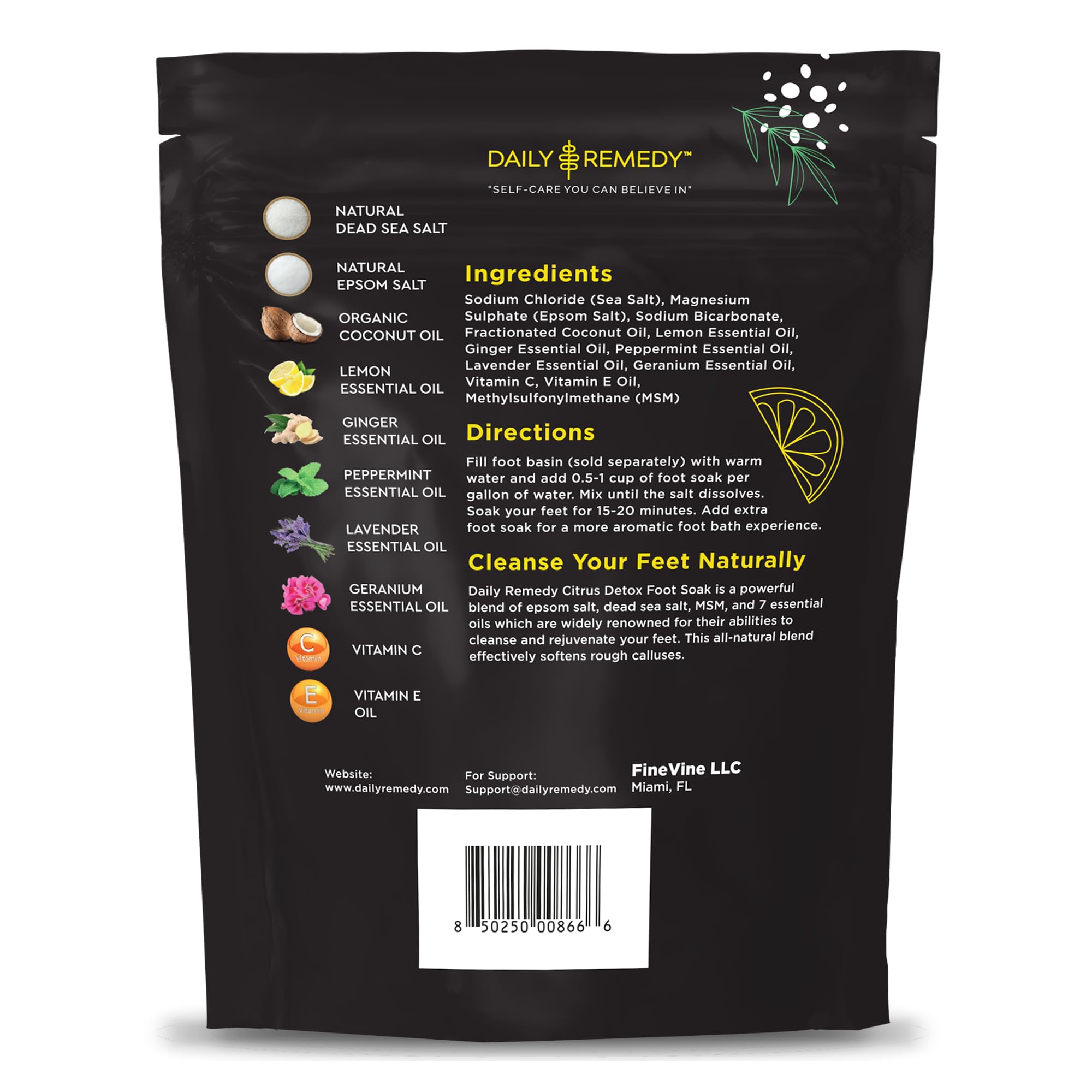 Daily Remedy Citrus Detox Foot Soak with Epsom Salt | Foot Care Pedicure | Made in USA