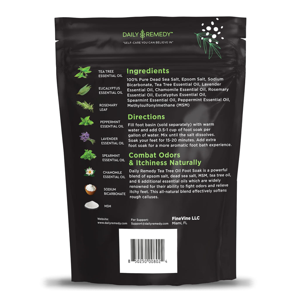 Daily Remedy Tea Tree Foot Soak with Epsom Salt – Made in USA, 64 oz