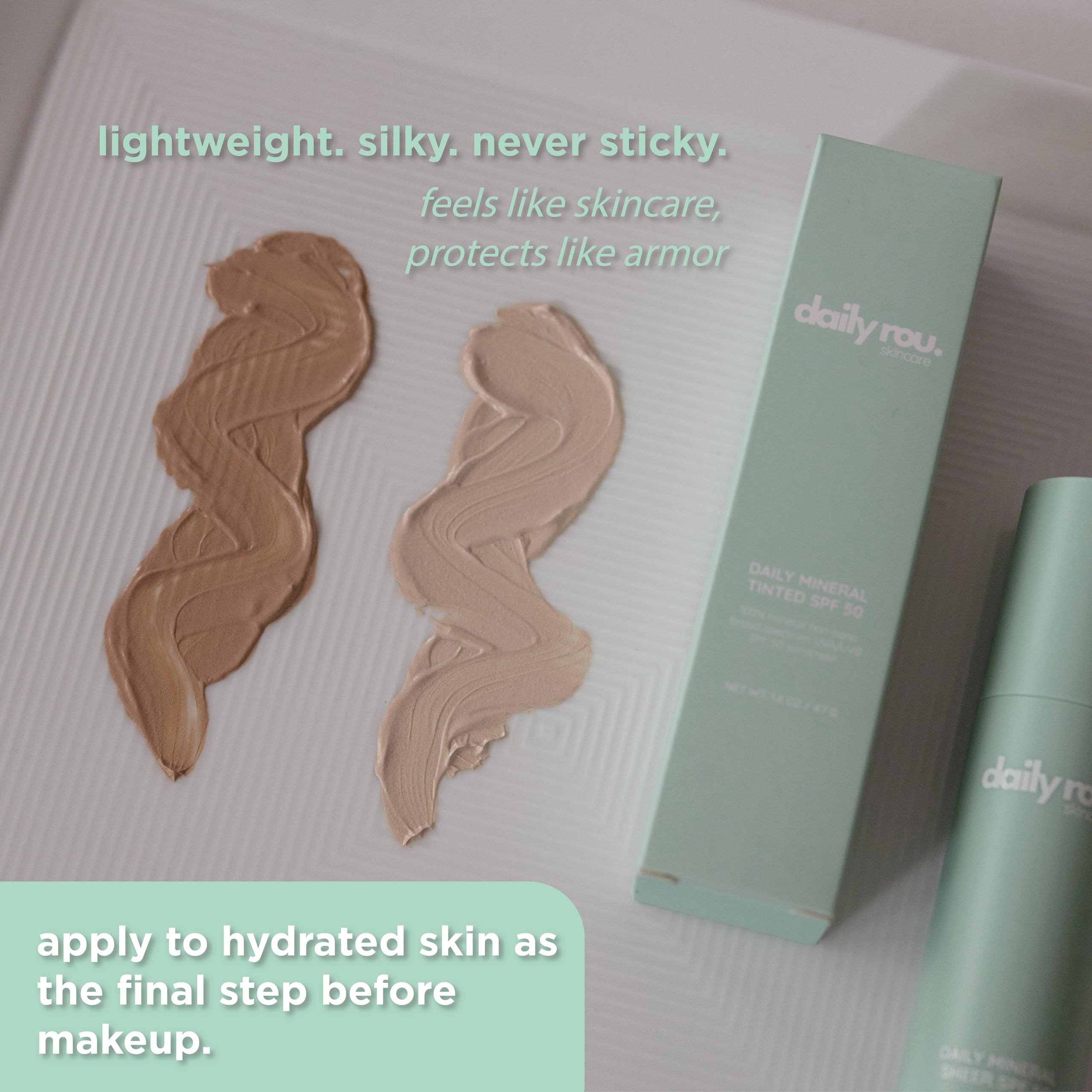 DailyRou Daily Mineral Sunscreen SPF 50 – Sheer, Lightweight, Tinted, Reef-Safe & Vegan