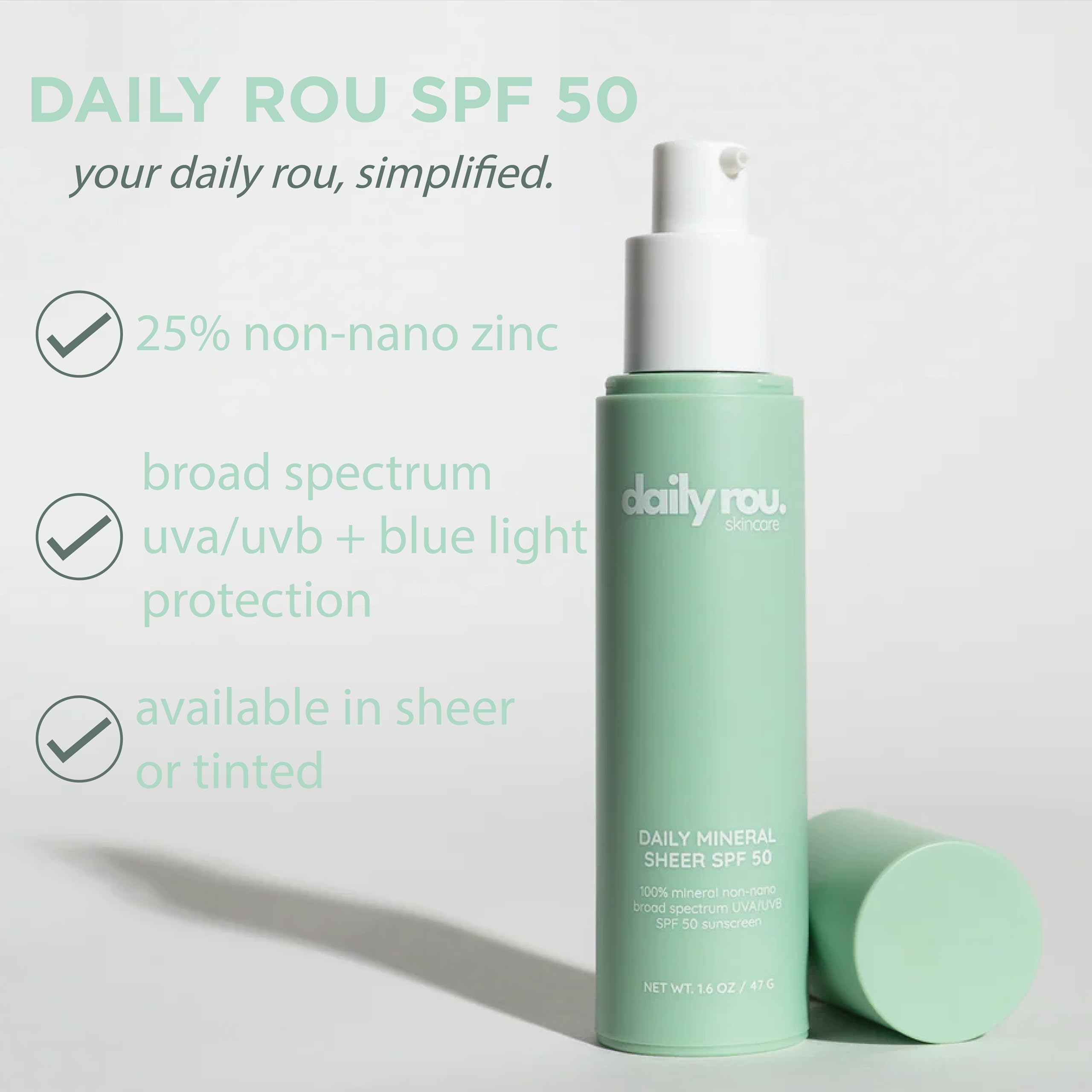 DailyRou Daily Mineral Sunscreen SPF 50 – Lightweight, Hydrating & Sheer Finish