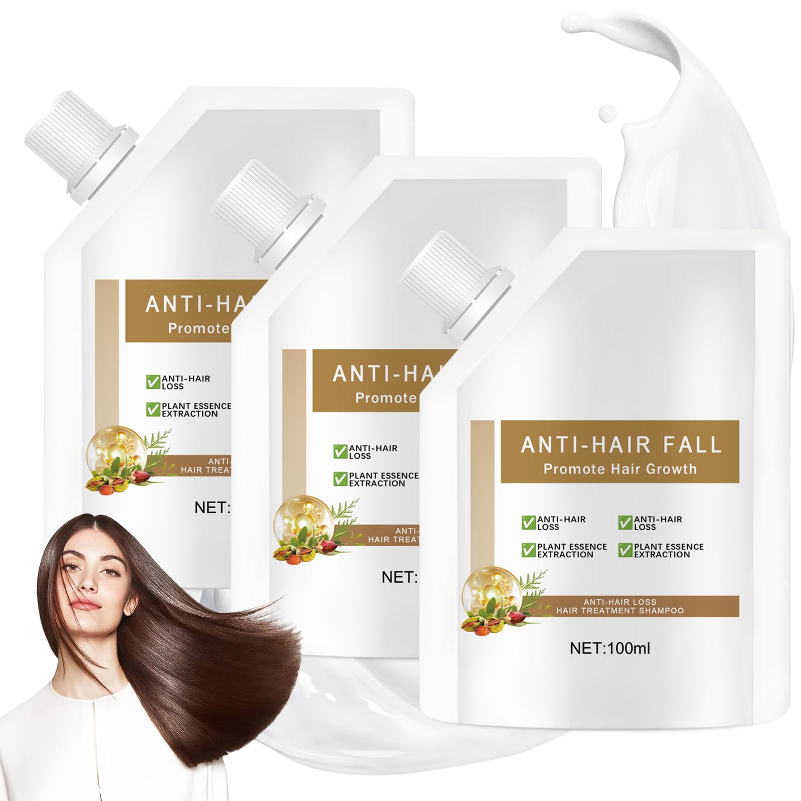 Daioai Anti-Hair Fall Shampoo for Women – Ginseng Ginger Herbal Hair Growth, 3x100ml (All Hair Types)
