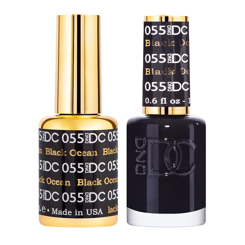 Daisy DND DC Gel Polish Set – Black Ocean 055 Duo (Gel + Lacquer), UV/LED, 0.5 fl oz