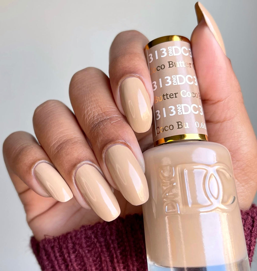 DAISY DND Gel Polish Set – Coco Butter Beige Duo (Gel Polish + Matching Lacquer), 0.5 oz Each