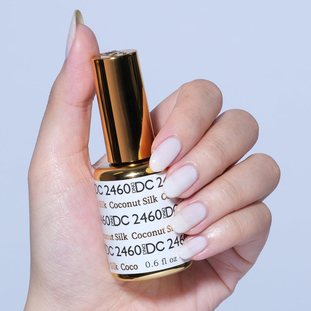 DAISY DND DC Gel Polish Set – Coconut Silk 2460, Sheer White Gel Polish + Matching Air Dry Lacquer Duo