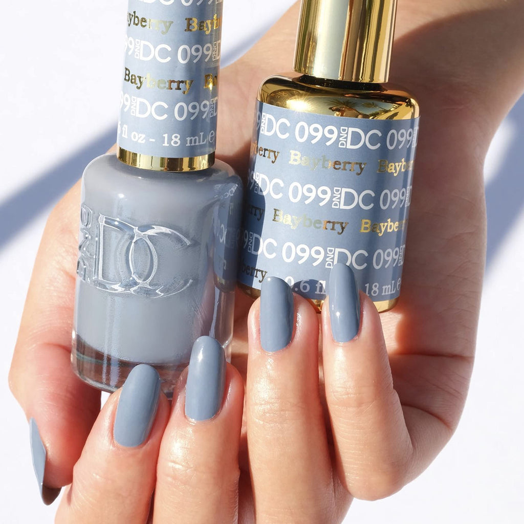 Daisy DND DC Gel Polish Set – Blue Collection, 099 Bayberry, UV/LED Gel Polish & Air Dry Lacquer (Chip-Free Duo)