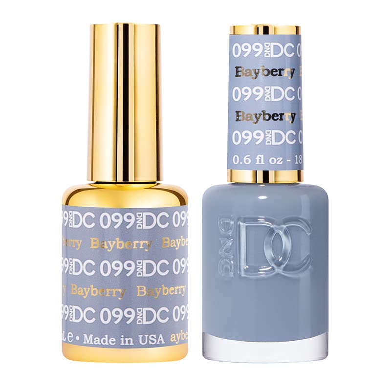 Daisy DND DC Gel Polish Set – Blue Collection, 099 Bayberry, UV/LED Gel Polish & Air Dry Lacquer (Chip-Free Duo)